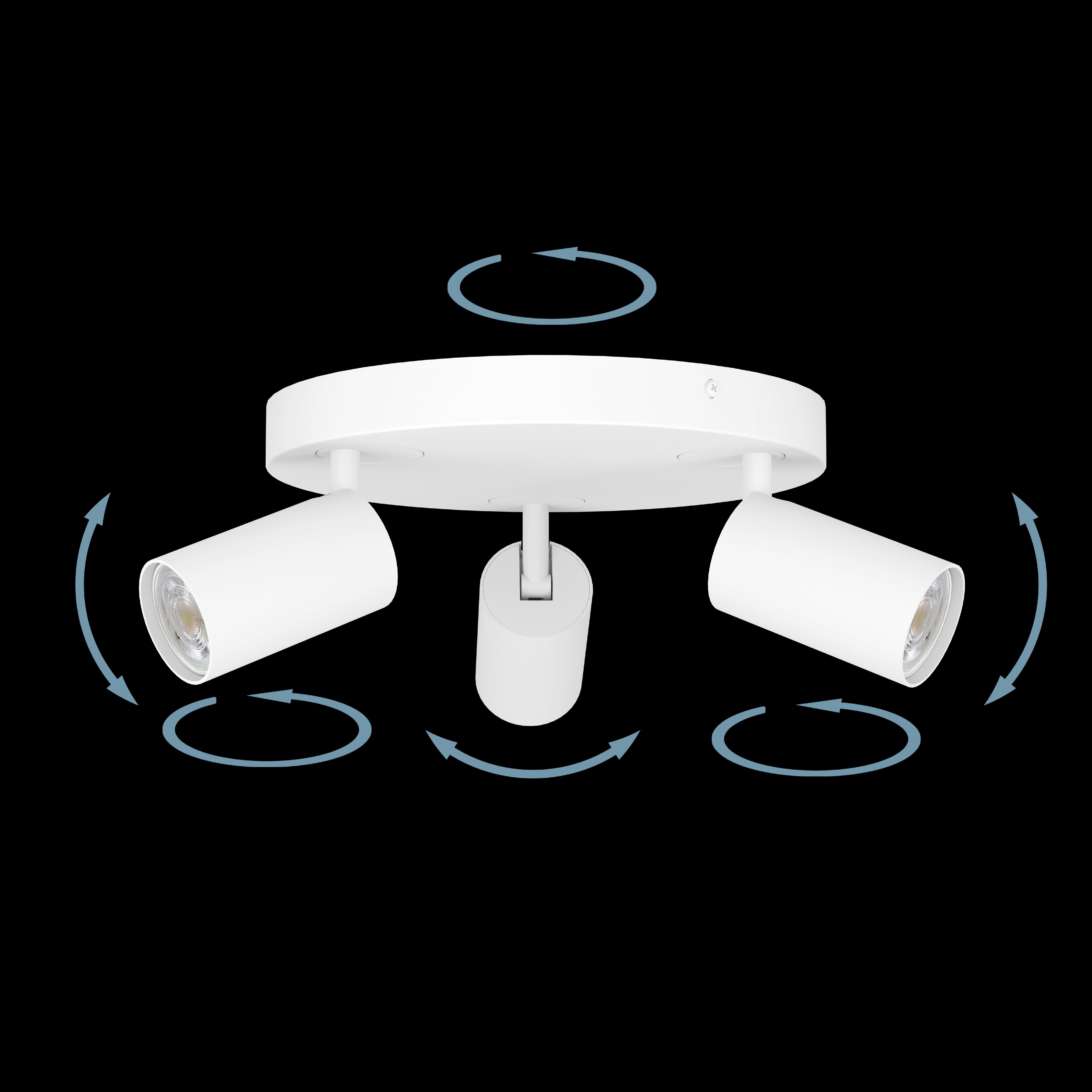 Eglo Connect Telimbela Z Smart 3-Light White Plate Spotlight - Modern LED Ceiling Light for Living Room, Bedroom & Kitchen - Dimmable, WiFi & Alexa Compatible