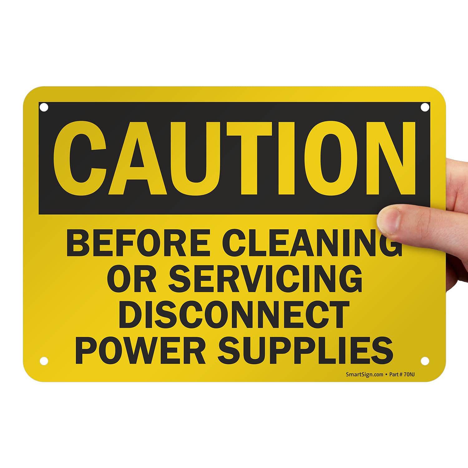SmartSign 7x10 Inch OSHA Approved 'Caution - Disconnect Power Before Cleaning' Safety Sign | Durable 55 mil HDPE Plastic with Black/Yellow Digital Printing | Ideal for Industrial Equipment, Electrical Panels & Maintenance Areas