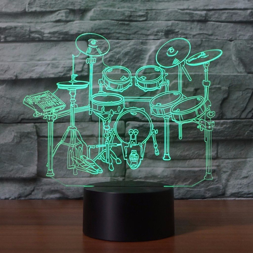 3D LED Drum Set Night Light - 7 Color Changing Bedside Lamp for Kids & Adults, Musical Instrument Decor, Sleep Aid & Home Lighting Gift for Musicians & Music Lovers | Perfect for Bedrooms, Nurseries, Dorm Rooms & Home Decor