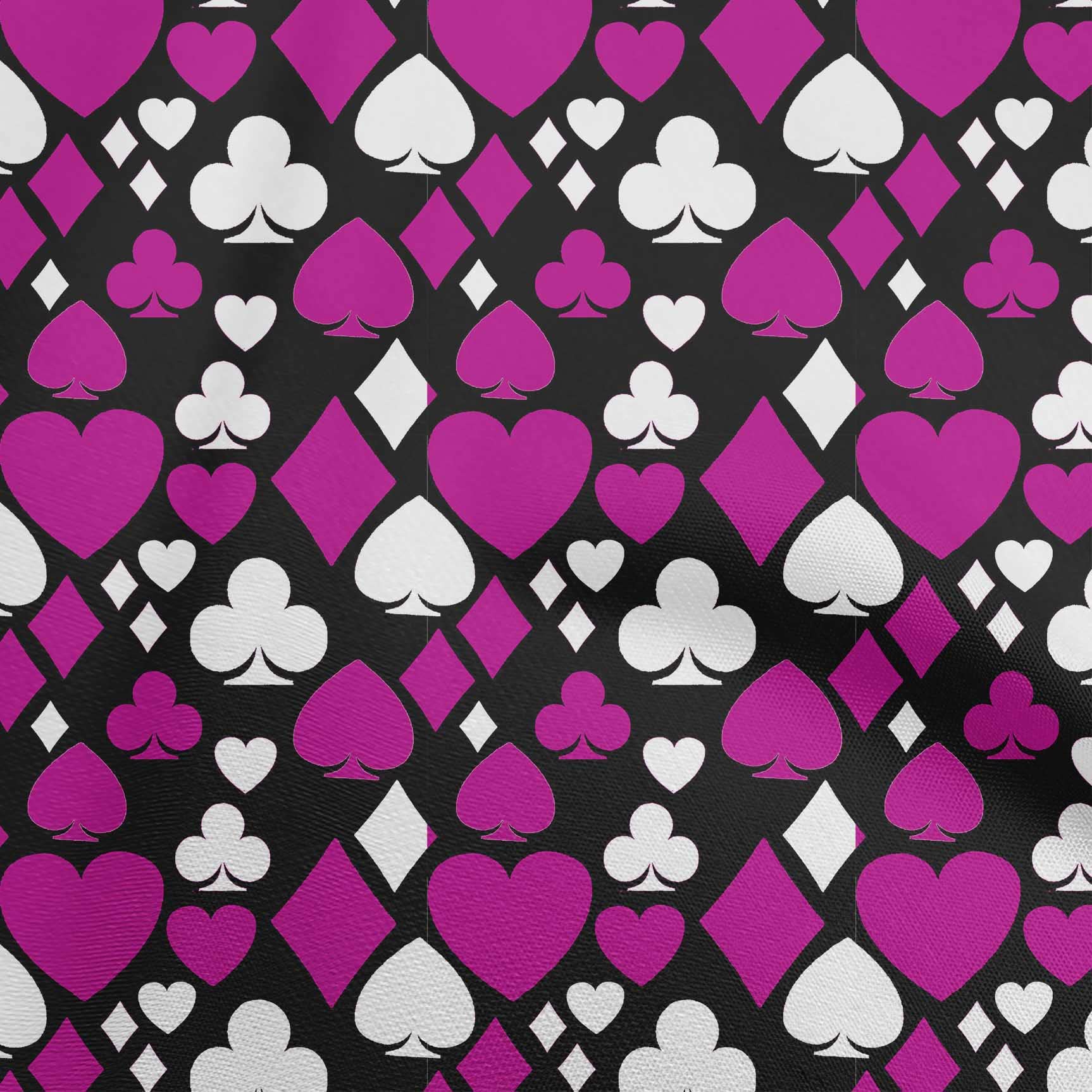 Premium Cotton Silk Fuschia Pink Poker Card Print Fabric by The Yard - 42 Inch Wide Material for Dresses, Blouses & DIY Fashion Projects | Perfect for Evening Wear, Costumes & Unique Apparel Designs