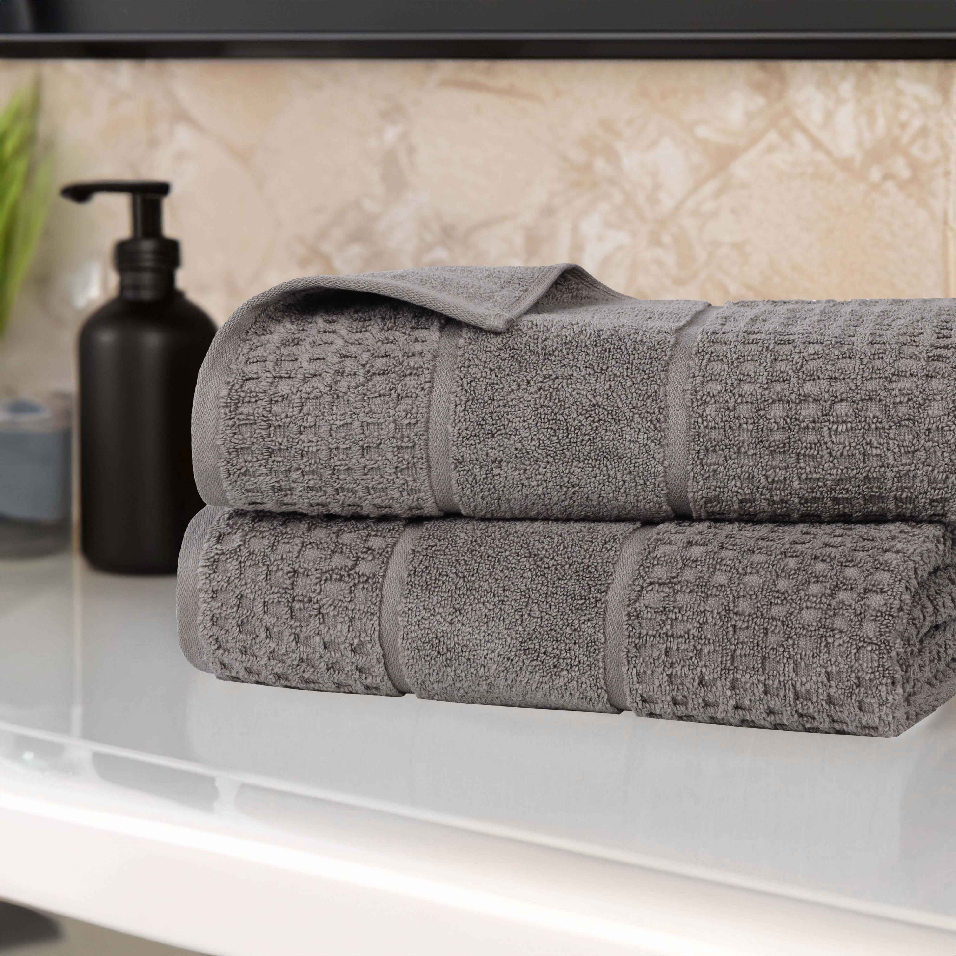 Premium Zero Twist Cotton Waffle Honeycomb Bath Towel Set of 2 - Ultra Soft & Highly Absorbent - Perfect for Spa, Bathroom & Luxury Home Use