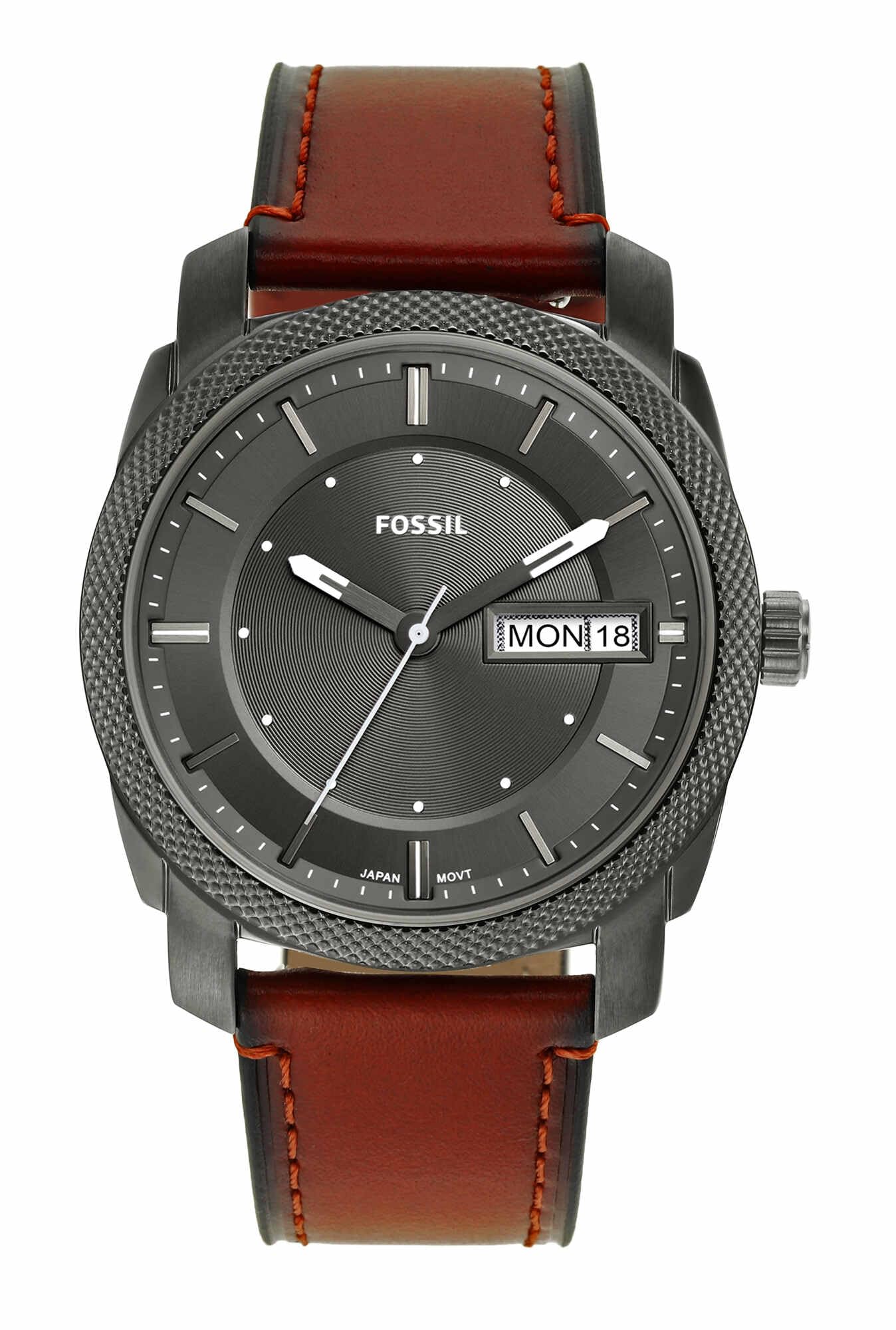 Fossil Machine Men's Stainless Steel Quartz Watch with Three-Hand Movement - Perfect for Business, Casual Wear & Everyday Use