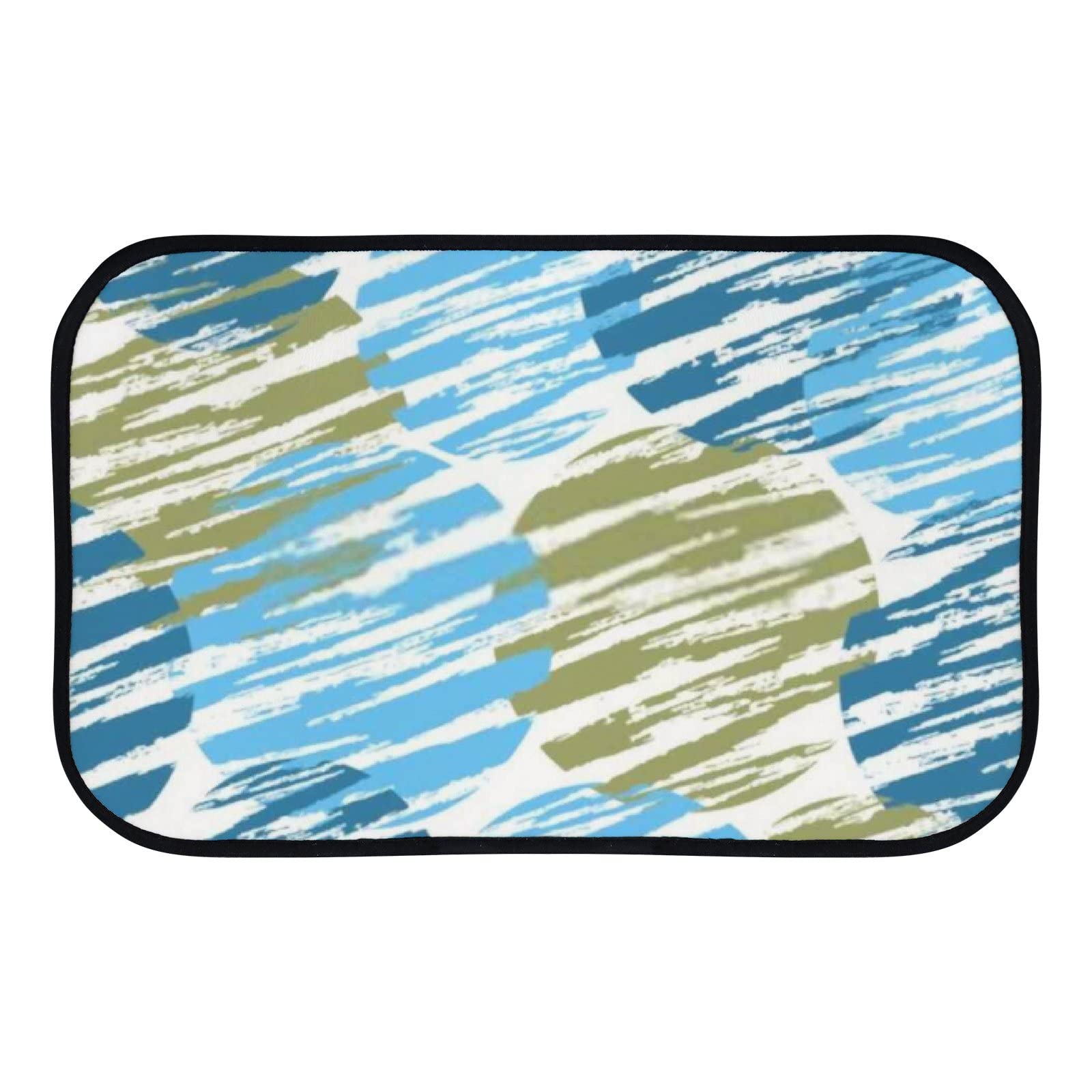 Non-Slip Bath Rug - Soft Microfiber Velvet Bathroom Mat with Decorative Circles, Absorbent & Quick-Drying, 31x20 Inch - Perfect for Shower, Bathroom Floor & Entryway, Blue