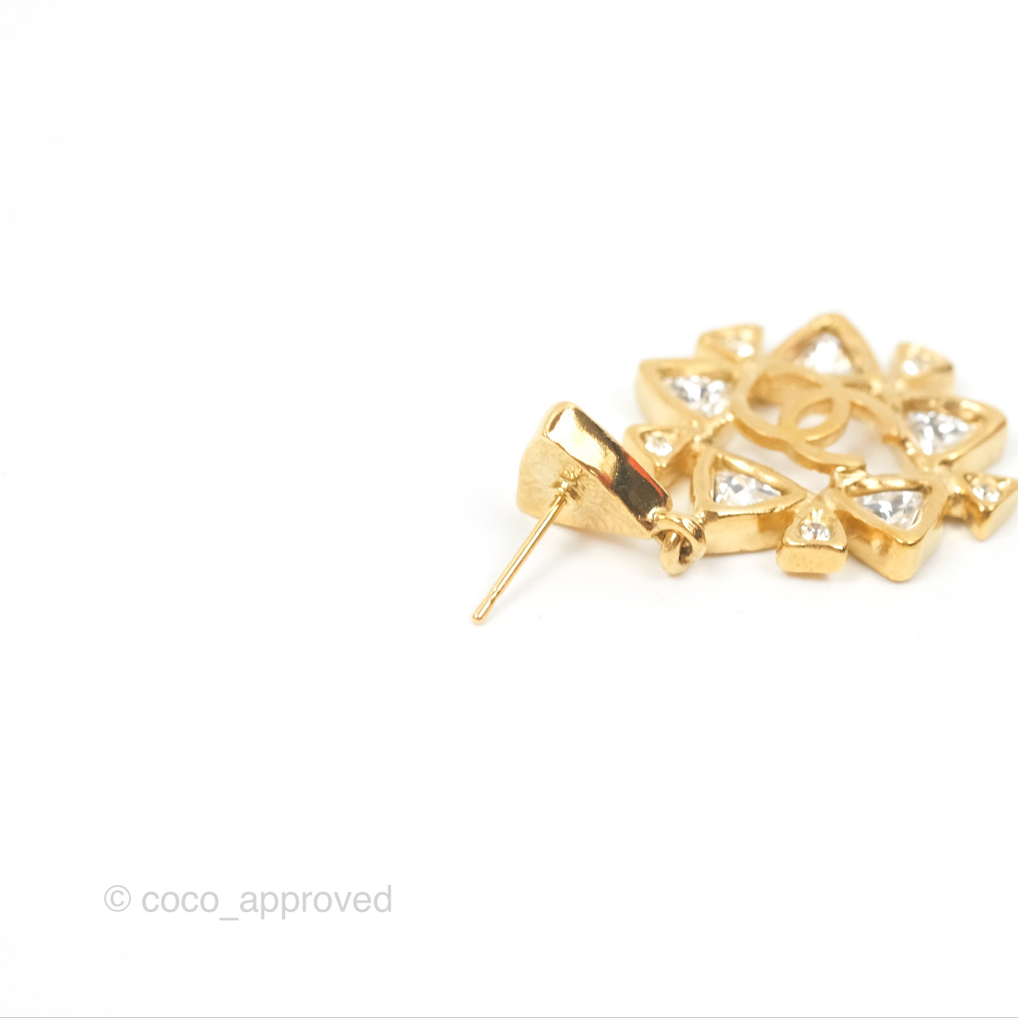 Chanel CC Crystal Drop Earrings for Women - Gold Tone Luxury Fashion Jewelry - Perfect for Parties, Weddings & Special Occasions