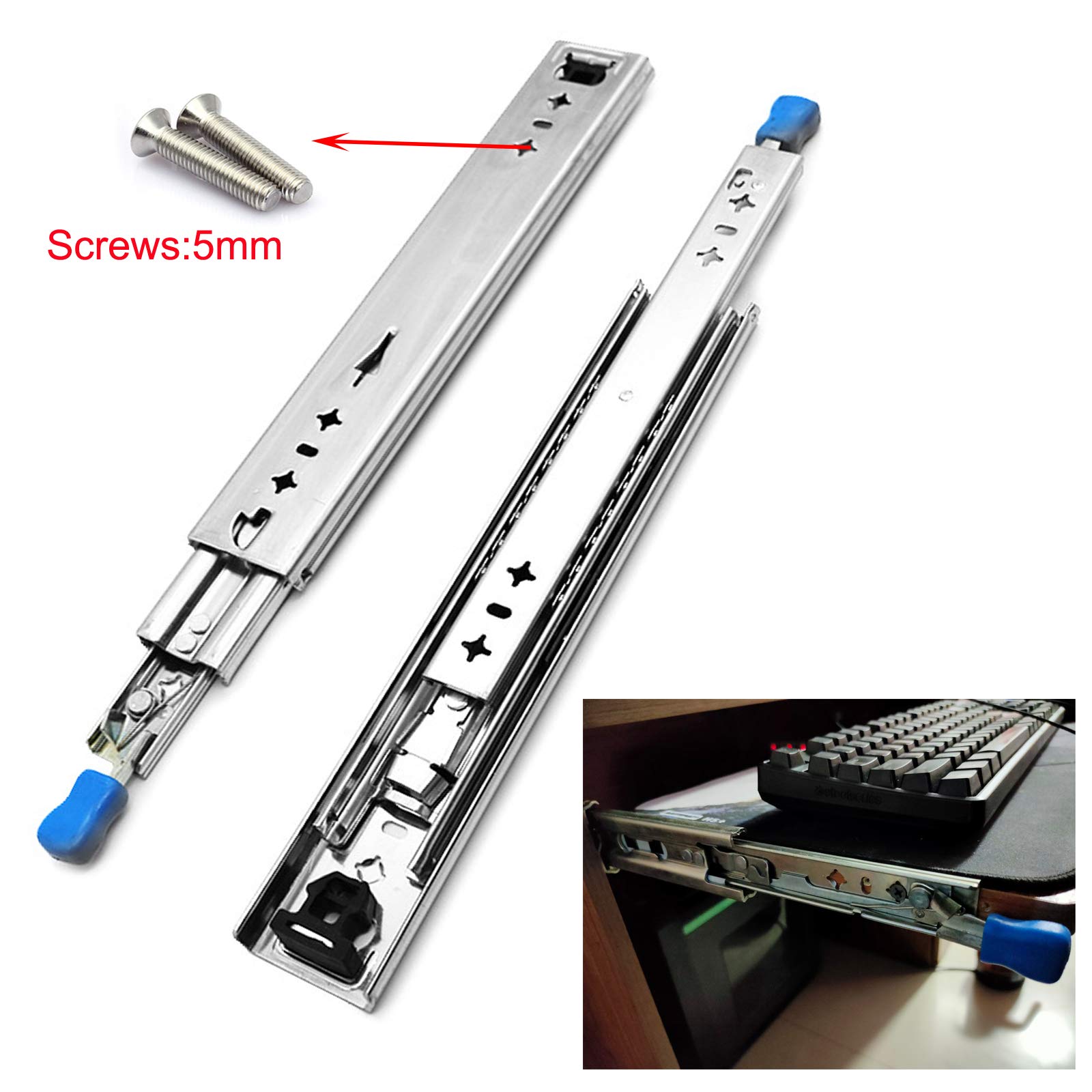 2-Pack Heavy Duty Ball Bearing Drawer Slides - 3-Fold Full Extension Glides with 240lb Weight Capacity | Perfect for Kitchen Cabinets, Office Furniture & DIY Storage Solutions