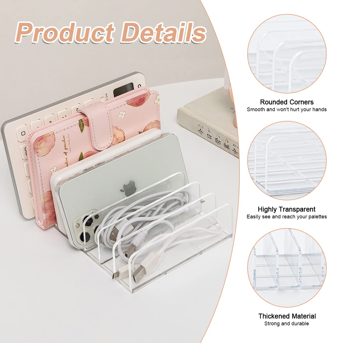 2-Piece Acrylic Makeup Palette Organizer with 7 Compartments - Perfect for Eyeshadows & Blushes