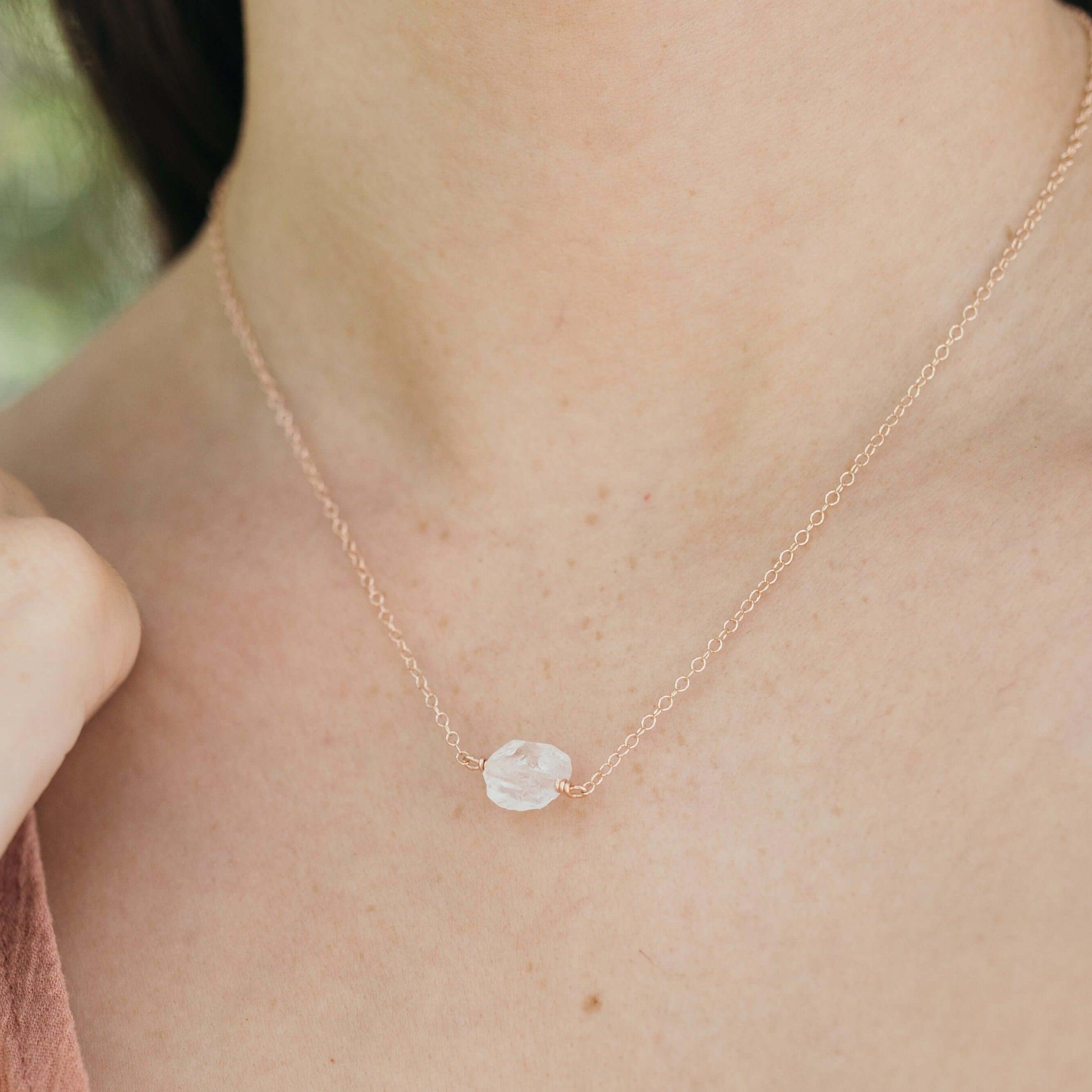 Natural Raw Quartz Crystal Nugget Necklace – Handmade Boho Jewelry for Women – Perfect for Meditation, Healing & Spiritual Gifts