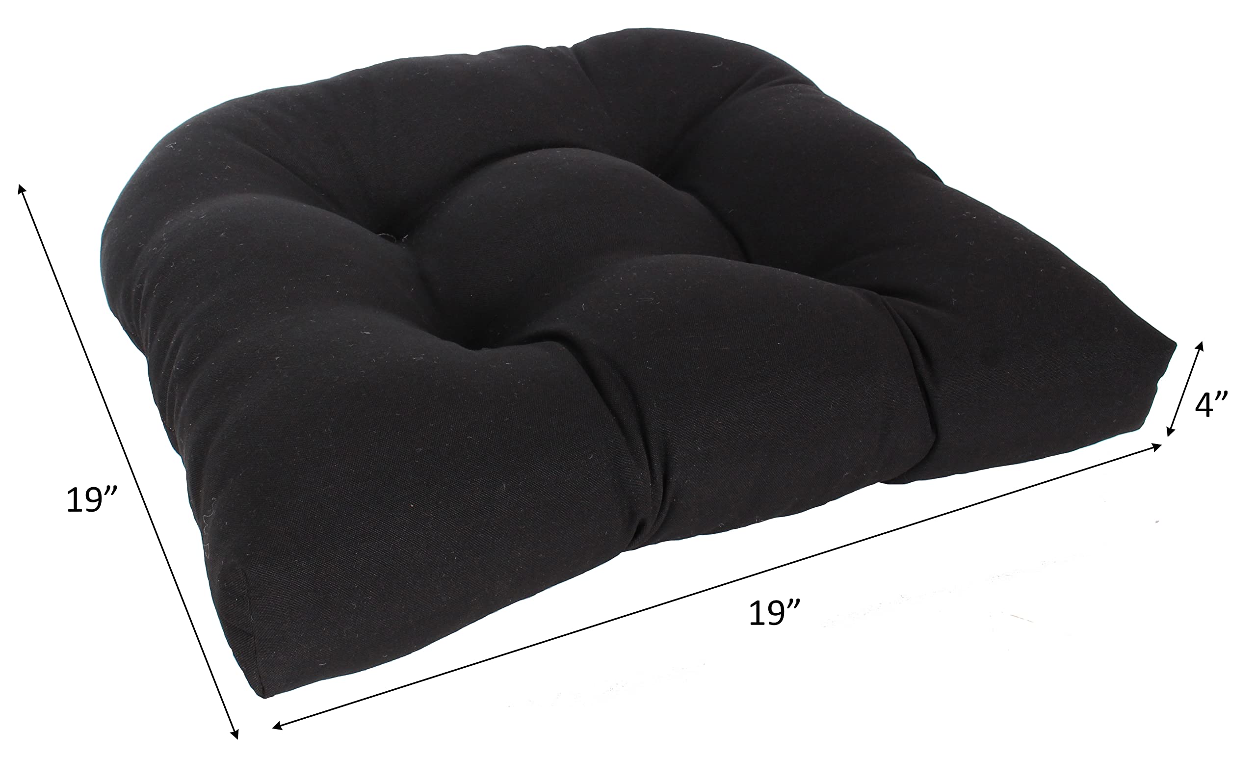 Set of 2 Black Woven Wicker Seat Cushions 19x19x4 Inch - Waterproof Outdoor Patio Furniture Cushions & Indoor Sofa Chair Pads for Garden, Deck, Poolside, and Living Room Comfort