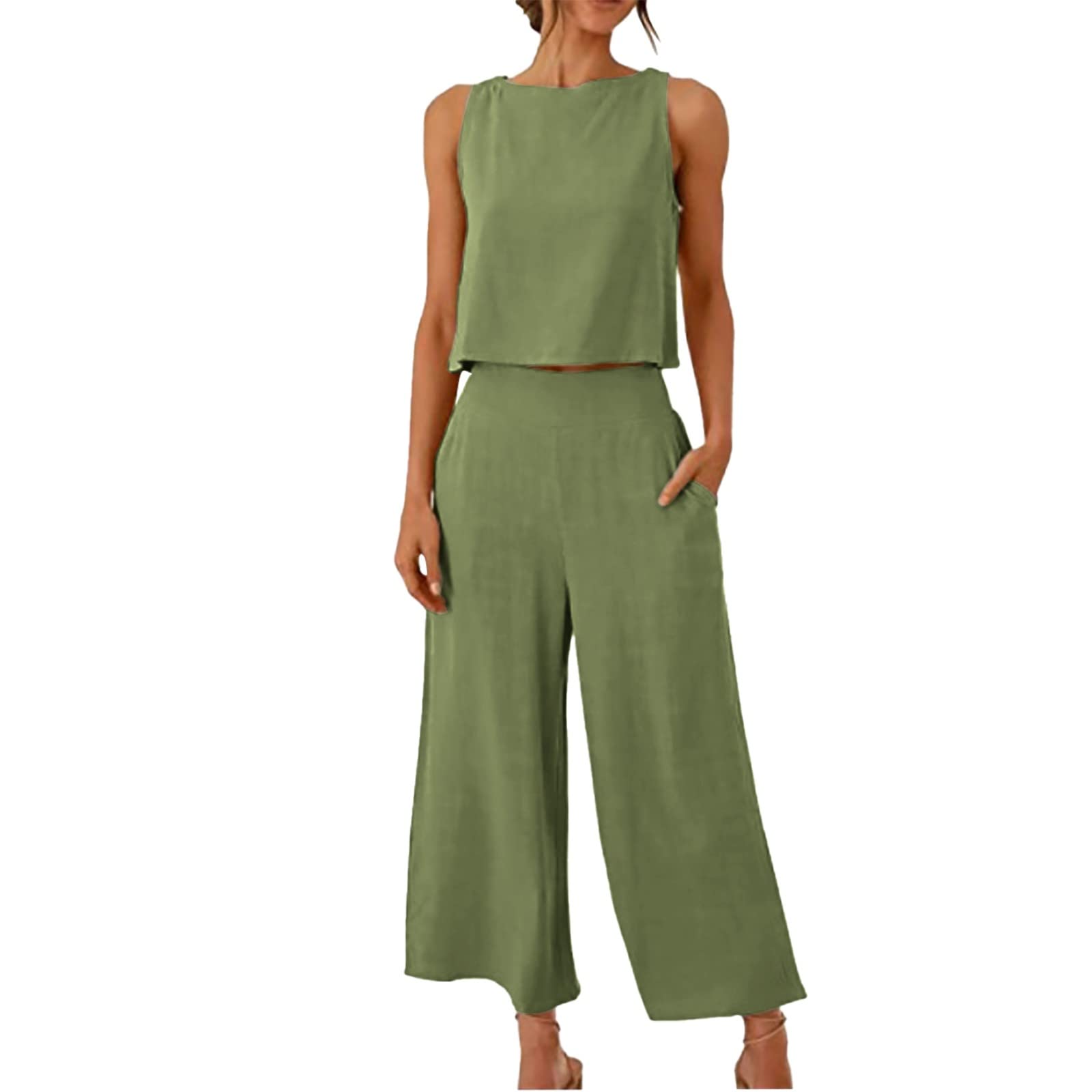 Women's Solid Color Vest and Long Pants Suit Set - Comfortable Two-Piece Outfit for Work, Office & Business Casual Wear | Fashionable Women's Clothing