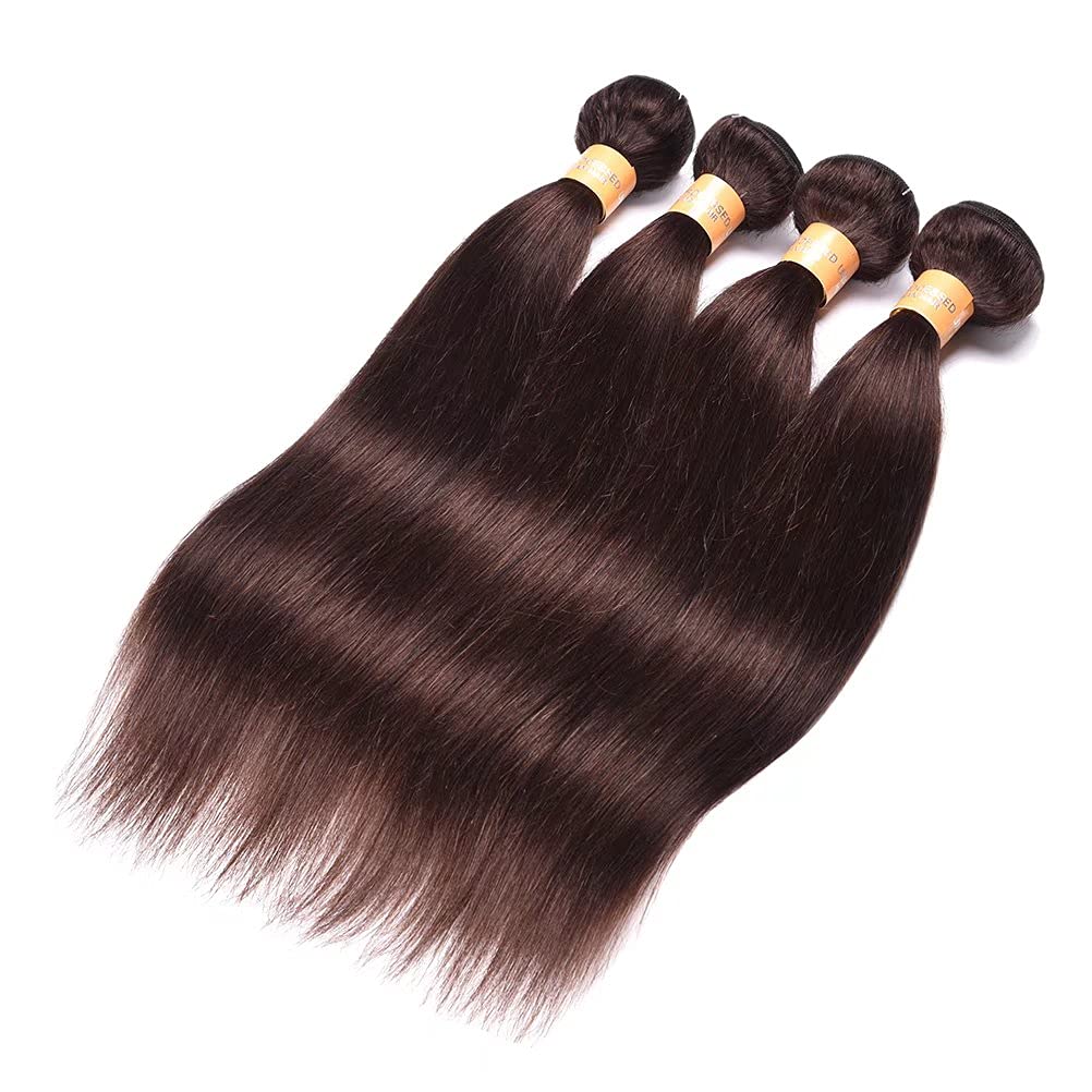 WOME Peruvian Virgin Human Hair 4 Bundles - 8A Grade Silky Straight Hair Extensions (20/20/22/24 Inch, Dark Brown #2) for Styling, Weaves & Volume Boost - Perfect for Daily Wear, Parties & Special Occasions