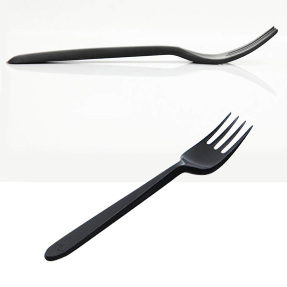100-Pack Hemoton Thick Black Plastic Forks - Durable Disposable Cutlery Set for Parties, Picnics, BBQs & Home Kitchen Use
