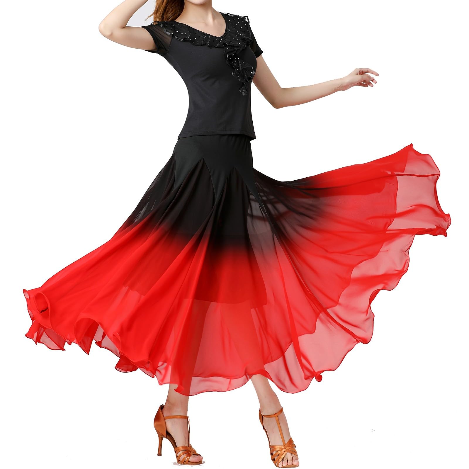 Professional Folkloric Dance Skirt for Mexican, Bomba, Plena & Flamenco - Double Circle Design | Perfect for Performances, Practice & Cultural Events
