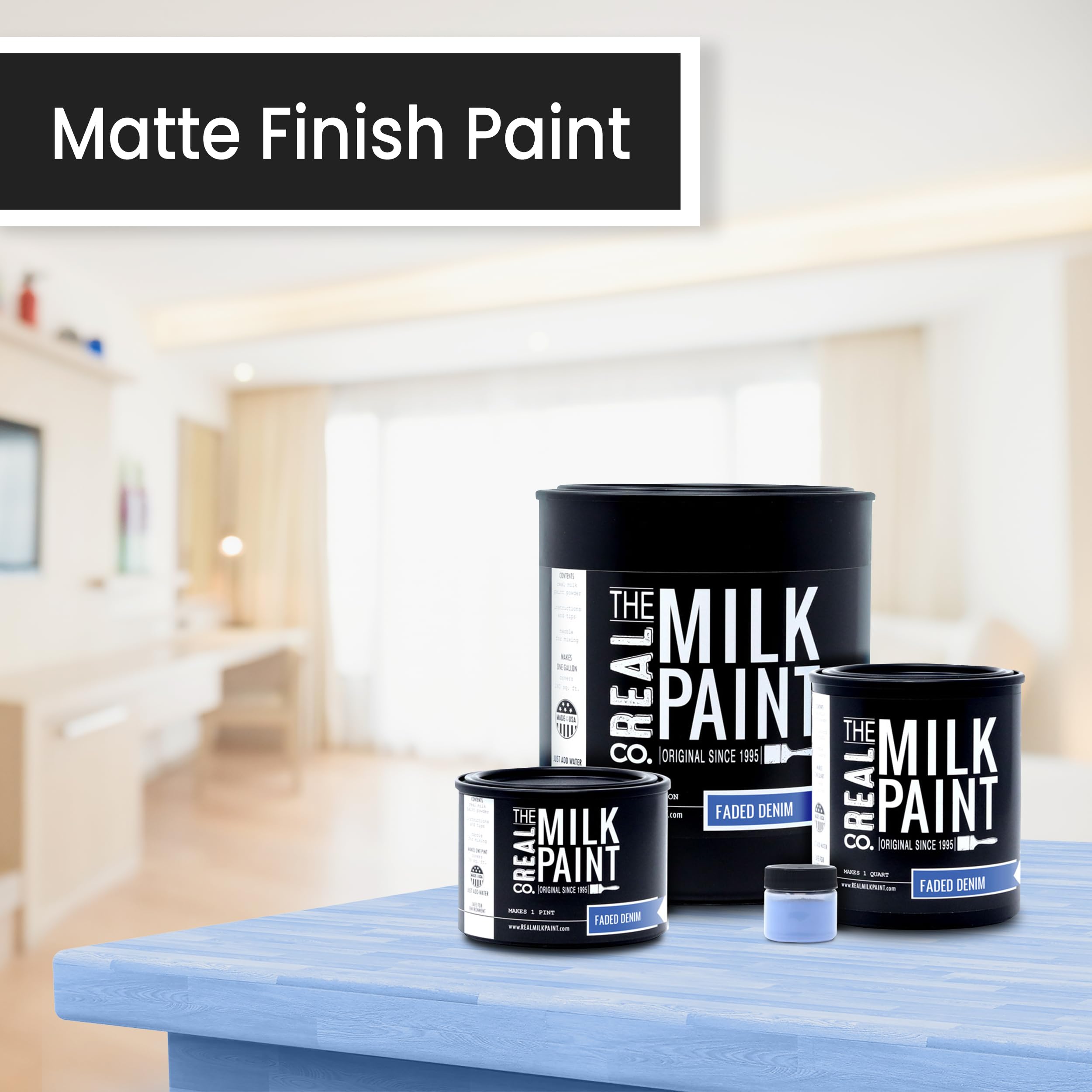 Real Milk Paint LLC Faded Denim Sample - Premium Chalk Style Paint for Furniture & DIY Projects | Perfect for Shabby Chic Decor, Cabinets & Home Restoration