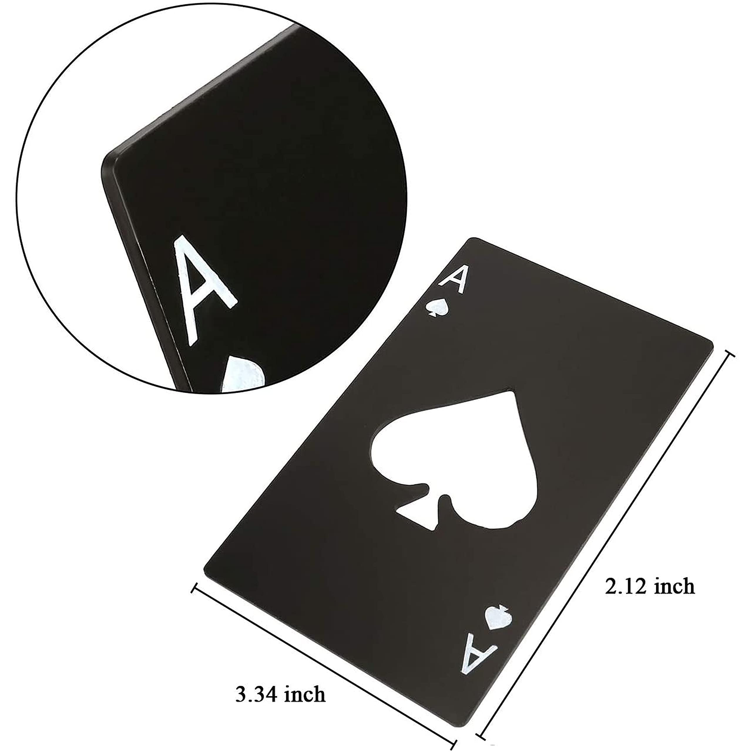 Premium Stainless Steel Bottle Openers (Set of 2) - Black Ace of Spade Design, Compact Wallet-Sized Beer Bottle Cap Opener - Perfect for Parties, Camping, Bars & Outdoor Adventures