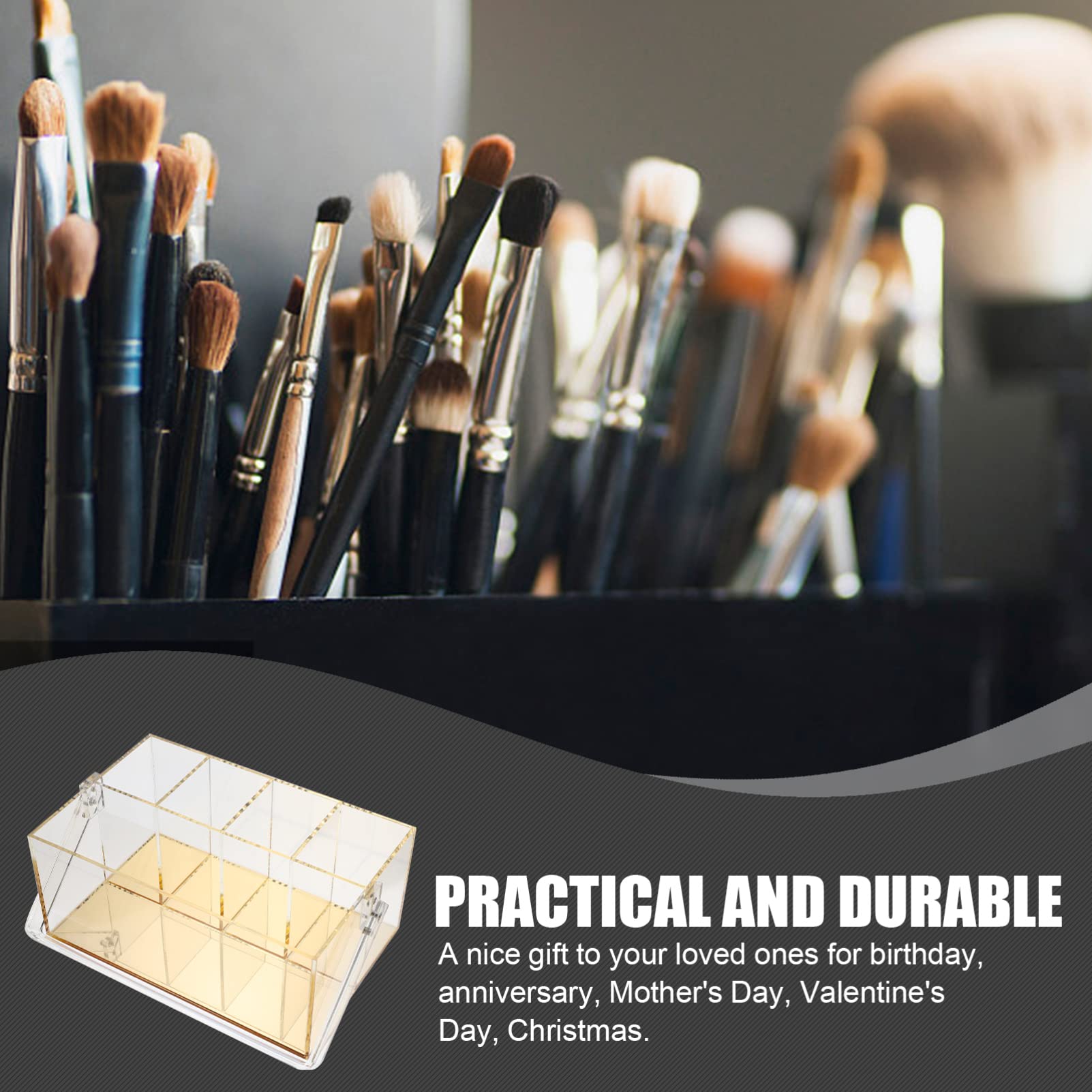 Clear Acrylic Makeup Organizer with Handle - Portable Cosmetic Storage Case for Lipstick, Brushes & Beauty Products | Vanity Table, Bathroom & Travel Organizer