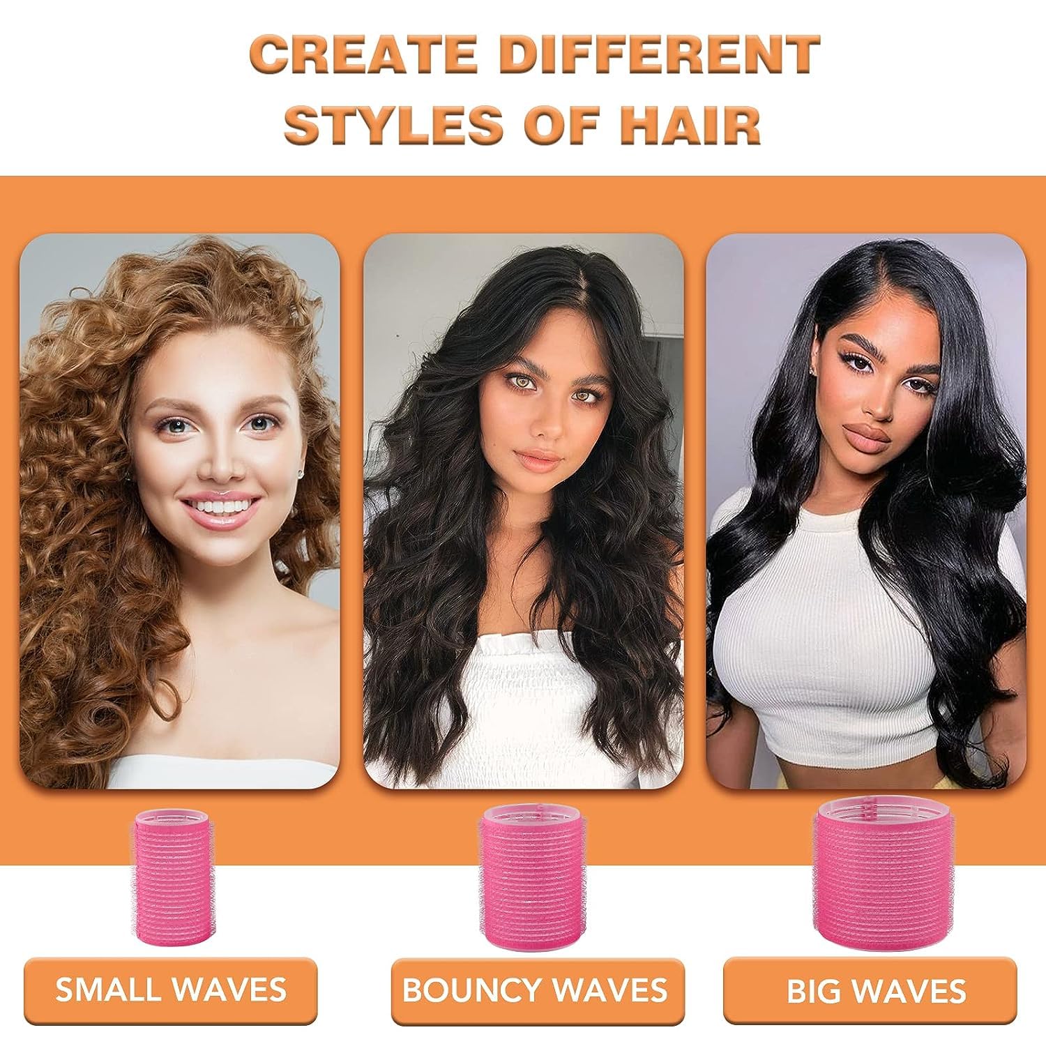 SIYAA 28Pcs Velcro Hair Rollers Set for Volume & Curls – Jumbo Large Rollers with Hair Clips for Long, Medium, Short, Thick, Fine & Thin Hair (3 Sizes: 18 Rollers + 10 Pins) – Perfect for Home Styling, Salon Use & Special Occasions