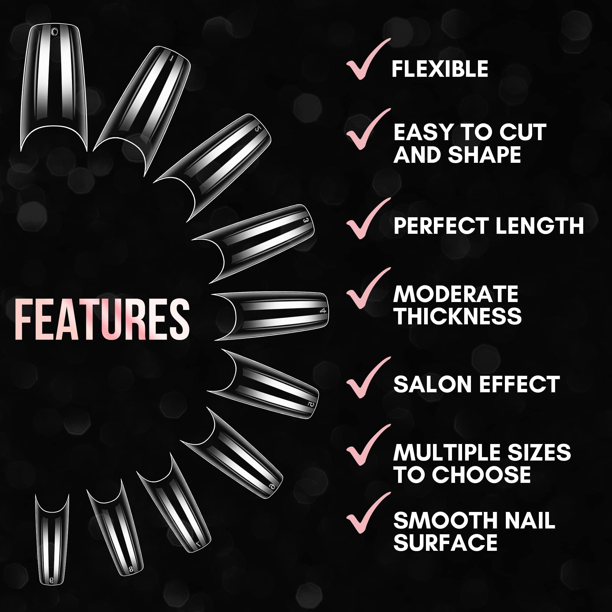 Makartt 500pcs French Nail Tips for Gel & Acrylic Extensions - Half Cover False Nails in 10 Sizes | Press On Nails for Salon & Home Manicure | Perfect for Weddings, Parties & Everyday Wear