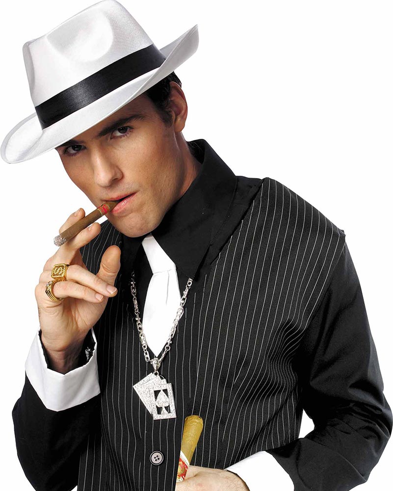 20s Gangster Hat - White with Black Trim - Vintage Style Newsboy Cap for Men & Women - Perfect for Halloween, Cosplay, and 1920s Themed Parties