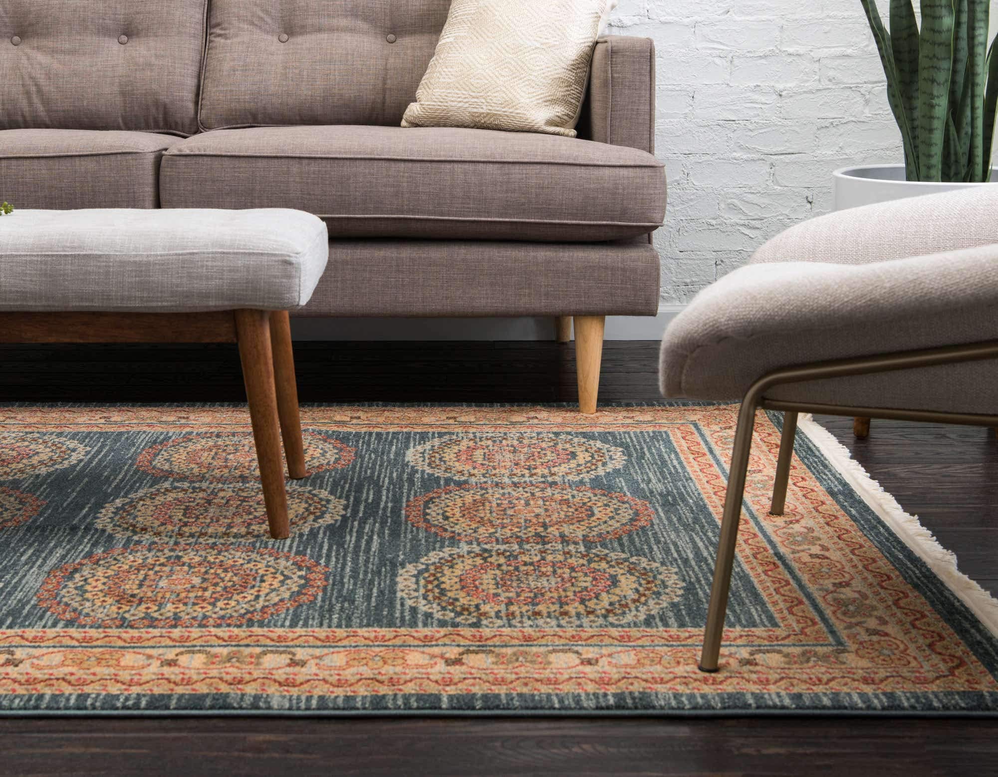 Unique Loom Fars Collection Modern Medallion Tribal Design Area Rug - 6' x 9' Navy Blue/Beige Natural Hues - Perfect for Living Room, Bedroom & Office Decor