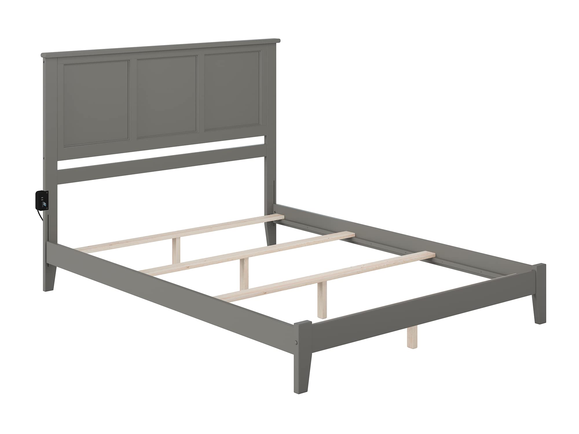 AFI Madison King Foundation Bed with USB Charging Ports - Grey Queen Size Platform Bed Frame for Modern Bedrooms | Perfect for Small Spaces & Guest Rooms