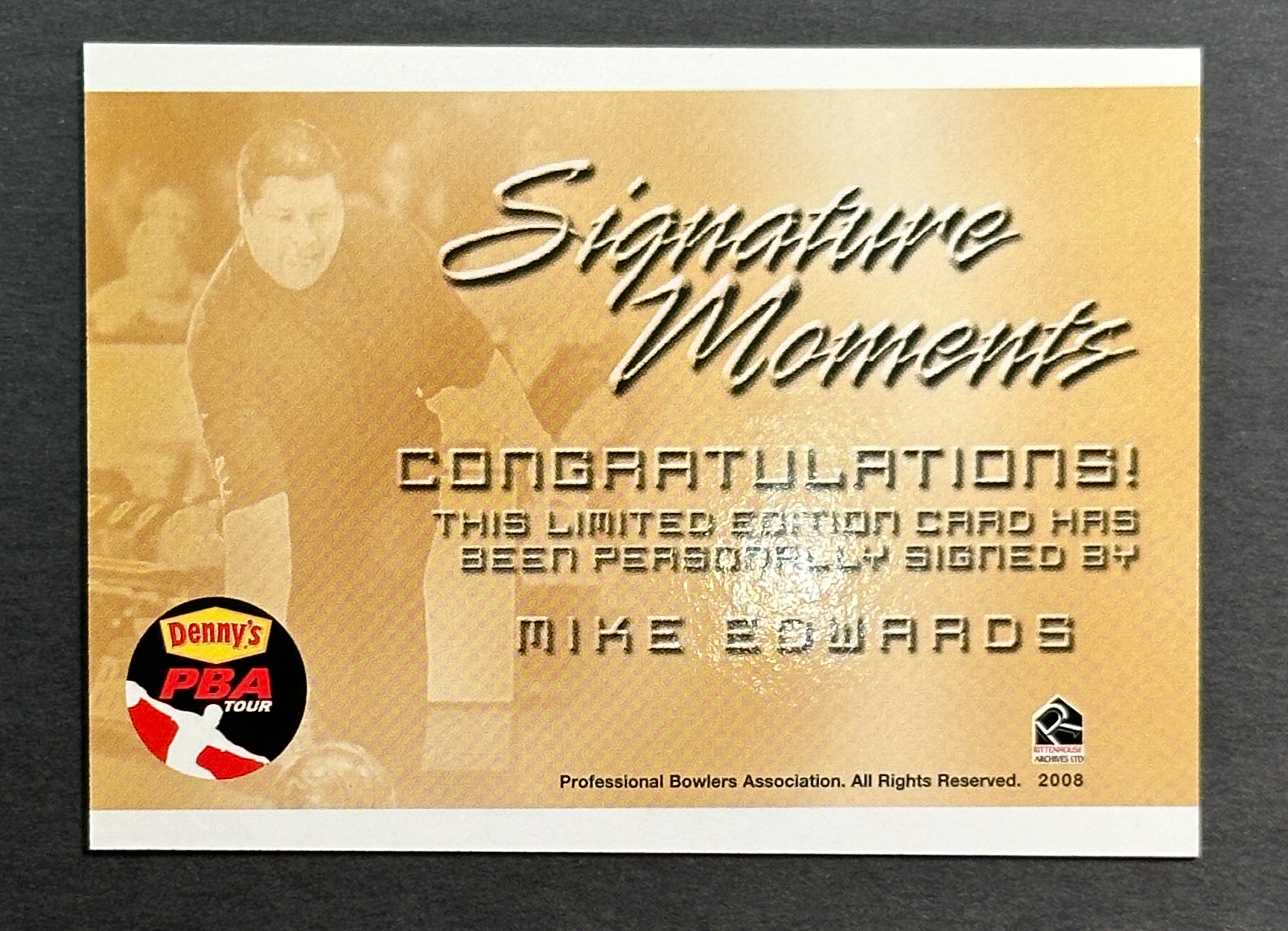Mike Edwards 2007 Rittenhouse Signature Moments PBA Autograph Bowling Card - Rare Collectible Sports Memorabilia for Bowling Fans & Card Collectors - Perfect for Display, Trading, and Investment