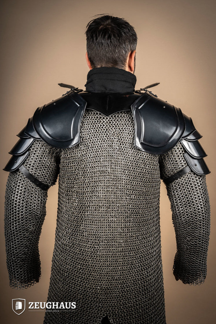 Medieval Pauldrons for Warriors - Burnished Steel Shoulder Armor for LARP, Cosplay & Renaissance Fairs | Authentic Knight Costume Accessory