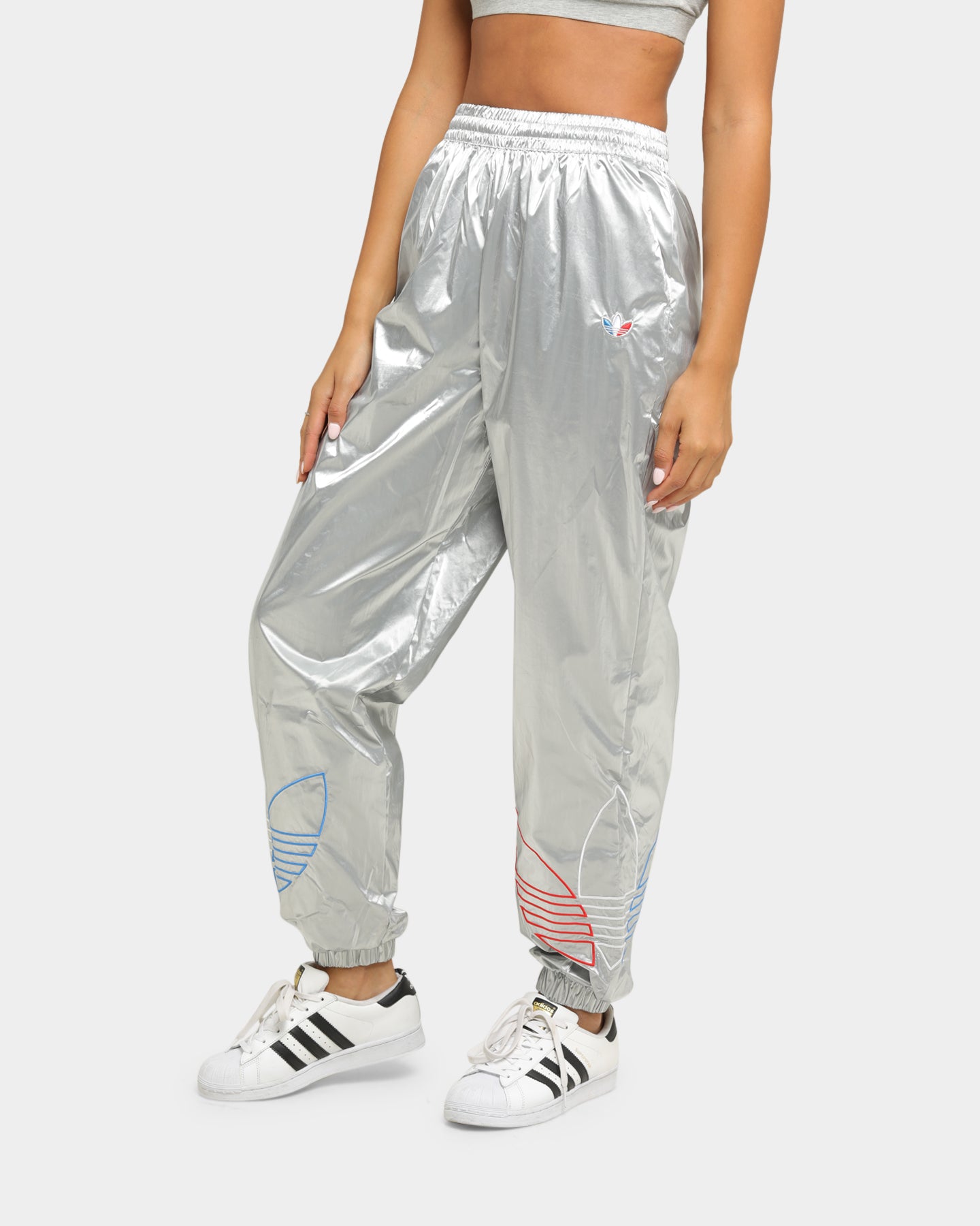 Adidas Women's Japona Track Pants - Metallic Silver Athletic Joggers for Running, Yoga & Lounge Wear