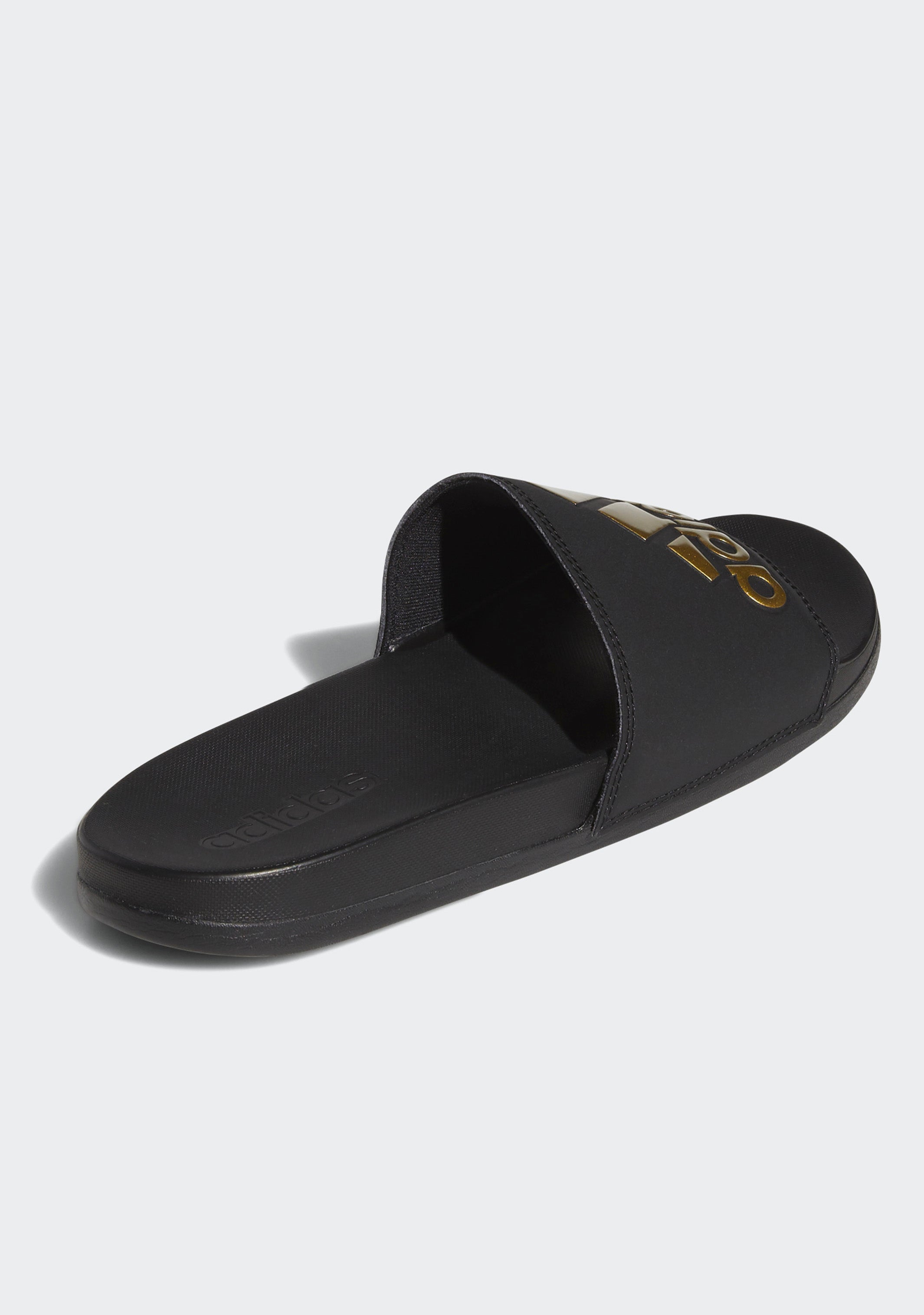 Adidas Men's Adilette Comfort Slide Sandals - Black/Gold - Ultra Comfortable Shower Slides for Men, Pool Slides, Beach Shoes, Gym & Lounge Wear