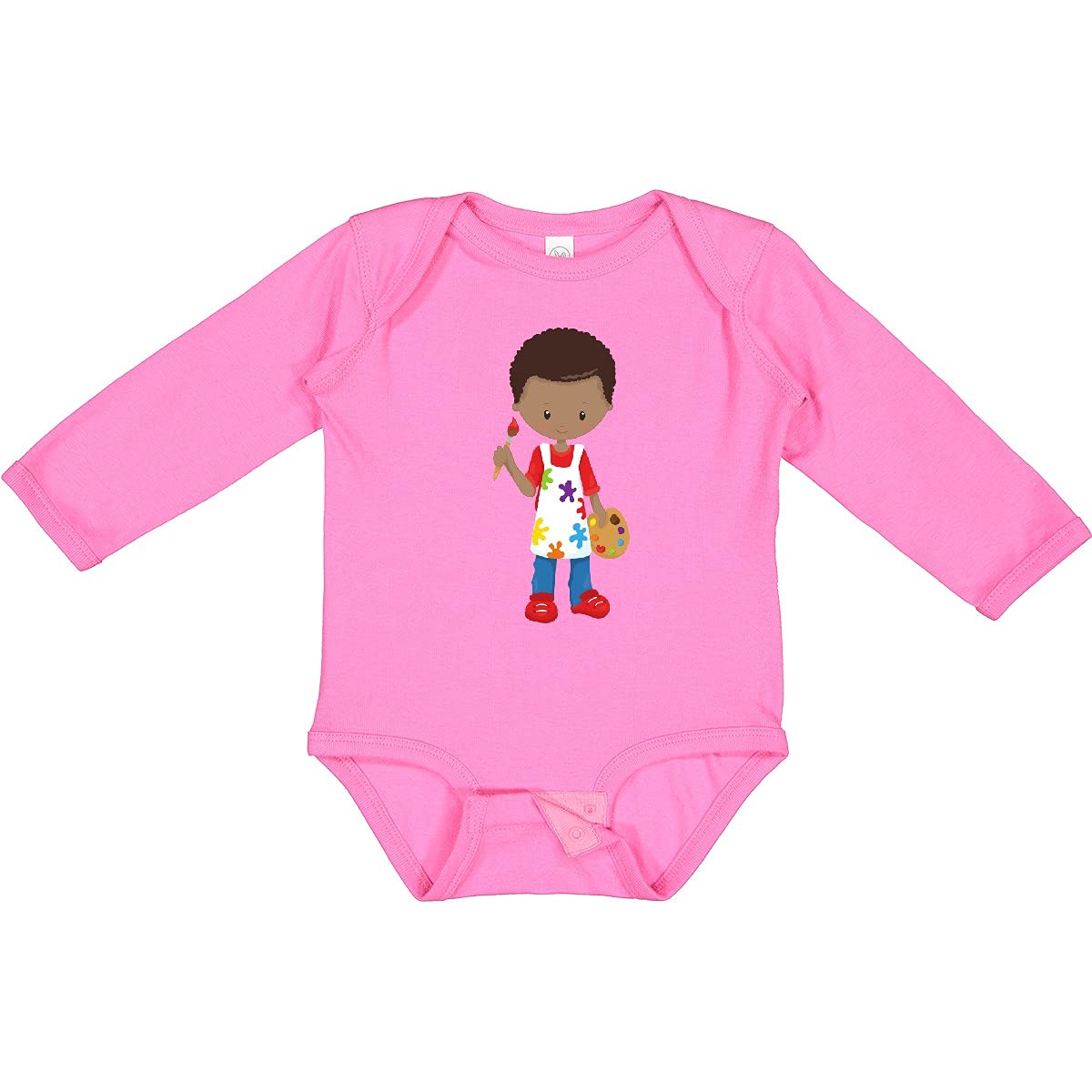 Inktastic African American Boy Painter Artist Long Sleeve Creeper - Perfect for Baby Showers, First Birthdays & Family Photo Outfits