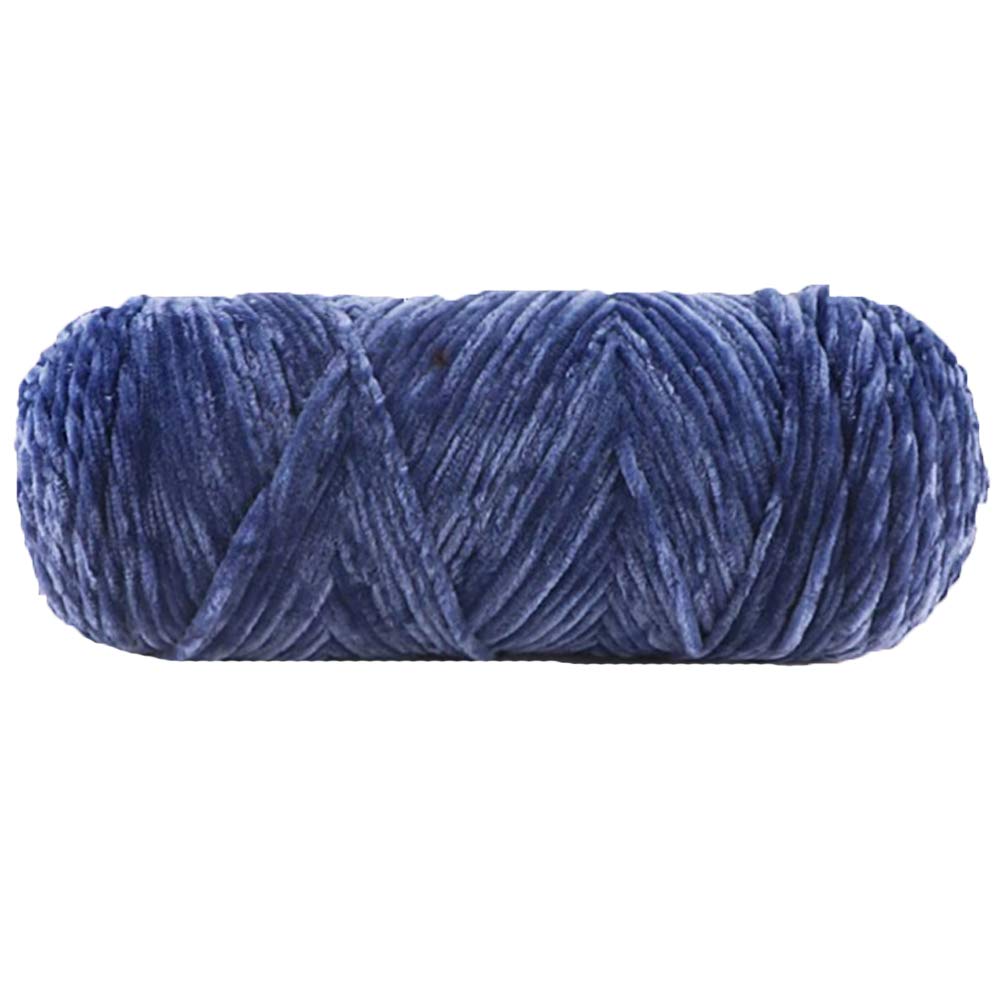 Premium Denim Blue Soft Velvet Chenille Yarn - 200g Crochet & Knitting Thread for Sweaters, Scarves, Hats | DIY Craft Accessories | Perfect for Winter Fashion Projects & Cozy Handmade Gifts