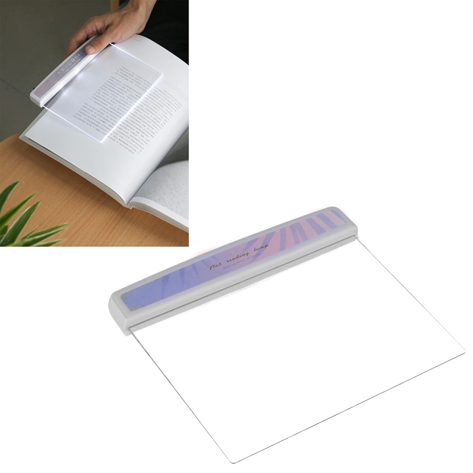 Horoper Flat LED Reading Light - Portable Bookmark Book Light with Leaf Pattern, Eye-Friendly for Students, No Battery Needed (4-Section) - Perfect for Night Reading, Studying, and Bedtime Use