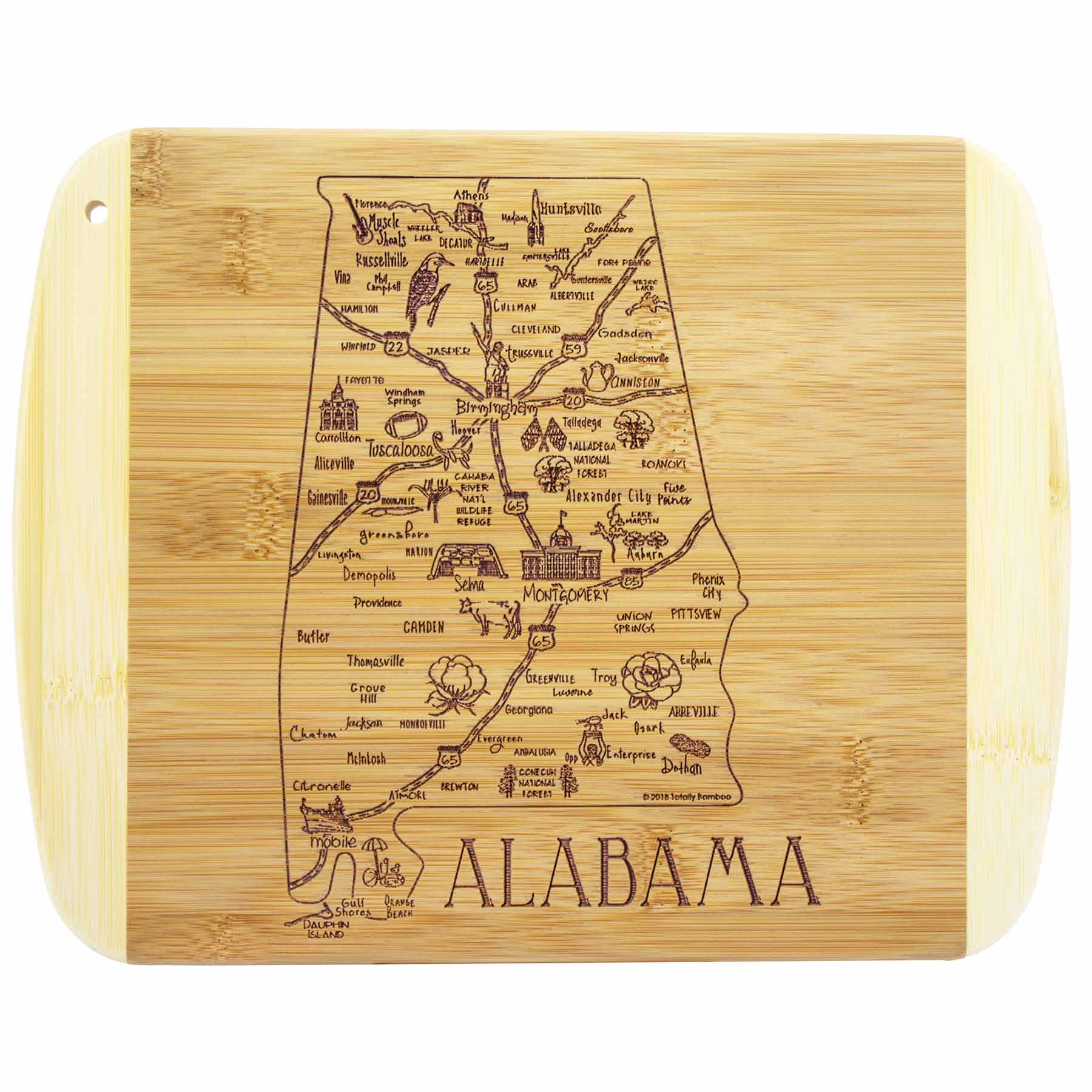 Premium Alabama Shaped Wood Cutting Board - 11