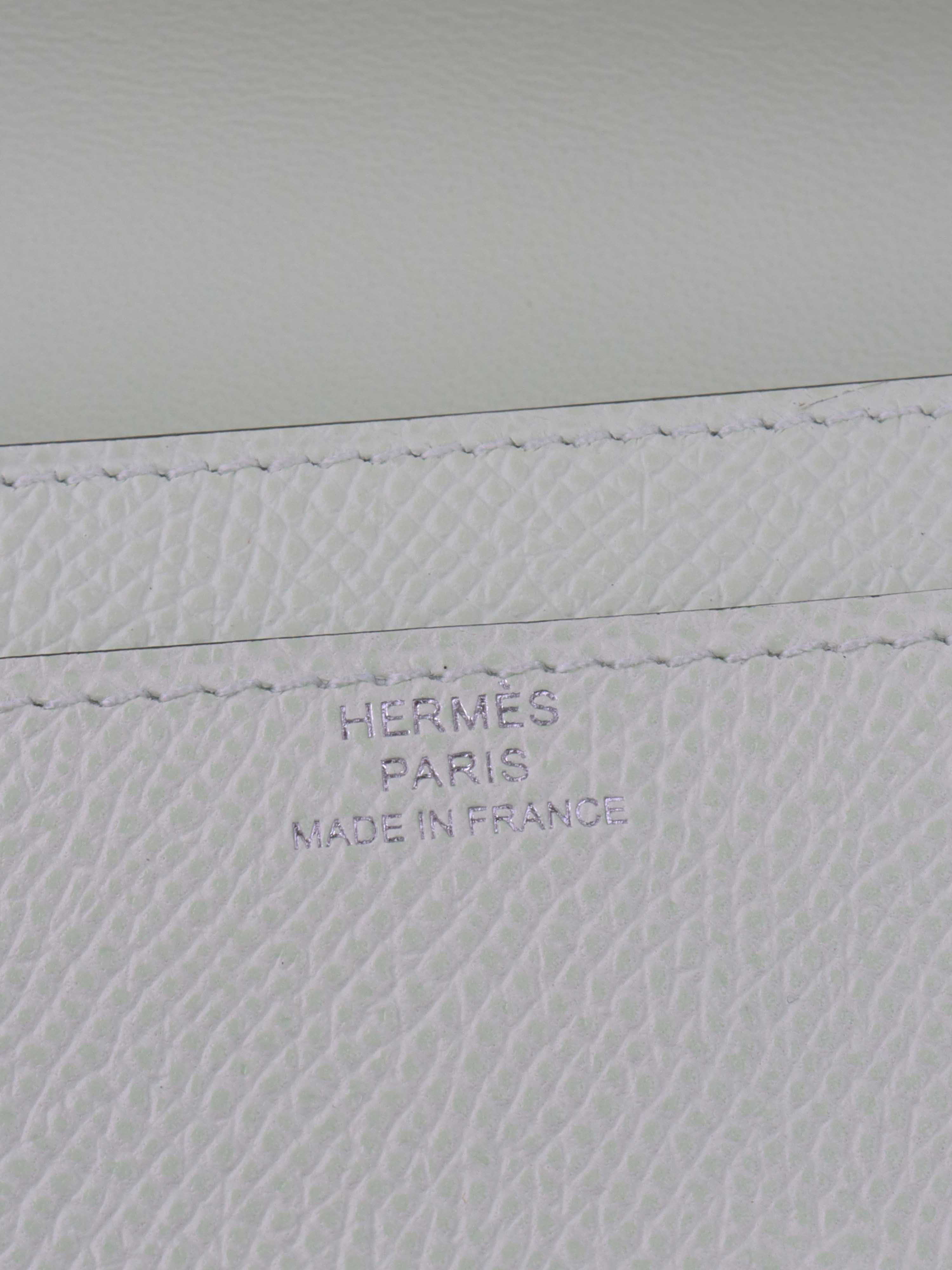 Hermes Constance To Go Wallet in Vert Fizz with Palladium Hardware - Compact Luxury Crossbody Bag for Women, Perfect for Everyday Use, Travel & Special Occasions
