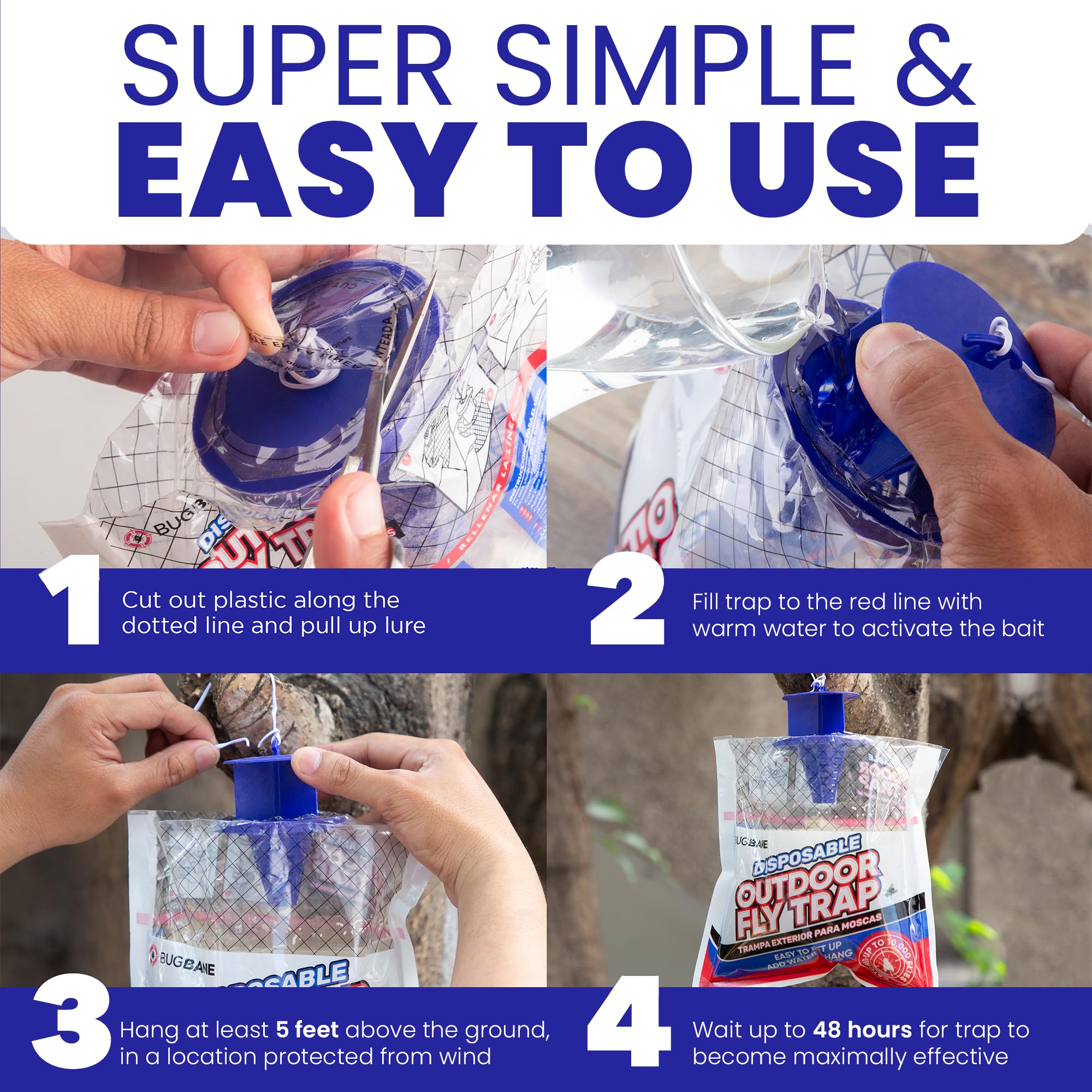 Outdoor Fly Traps for Patio & Yard - 9 Pack Non-Toxic Pre-Baited Disposable Fly Catcher Bags | Effective Hanging Bug Control for House Flies, Filth Flies & Outdoor Pests | Perfect for Backyard, Horse Ranch, Trash Can & Outdoor Living Areas