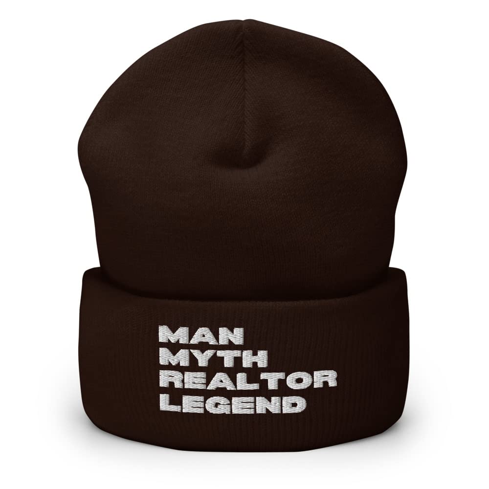 The Man The Myth The Legend Realtor Hat - Winter Cuffed Beanie for Realtors & Agents - Perfect for Cold Weather, Open Houses & Real Estate Networking Events