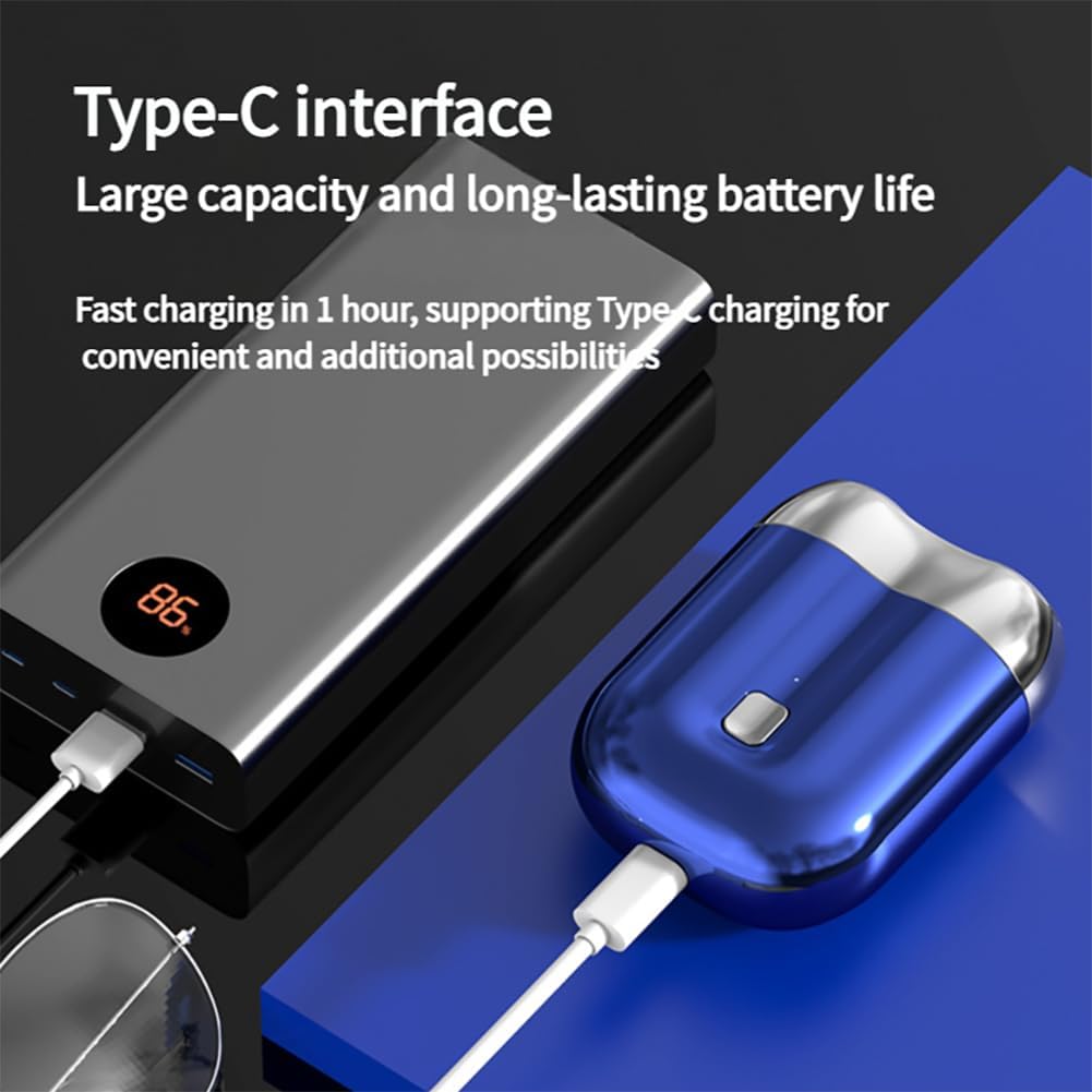 Jacooba Electric Razor for Men - Dual Head USB-C Rechargeable Waterproof Shaver - Gray Compact Travel Razor - Perfect for Home, Gym & Business Trips