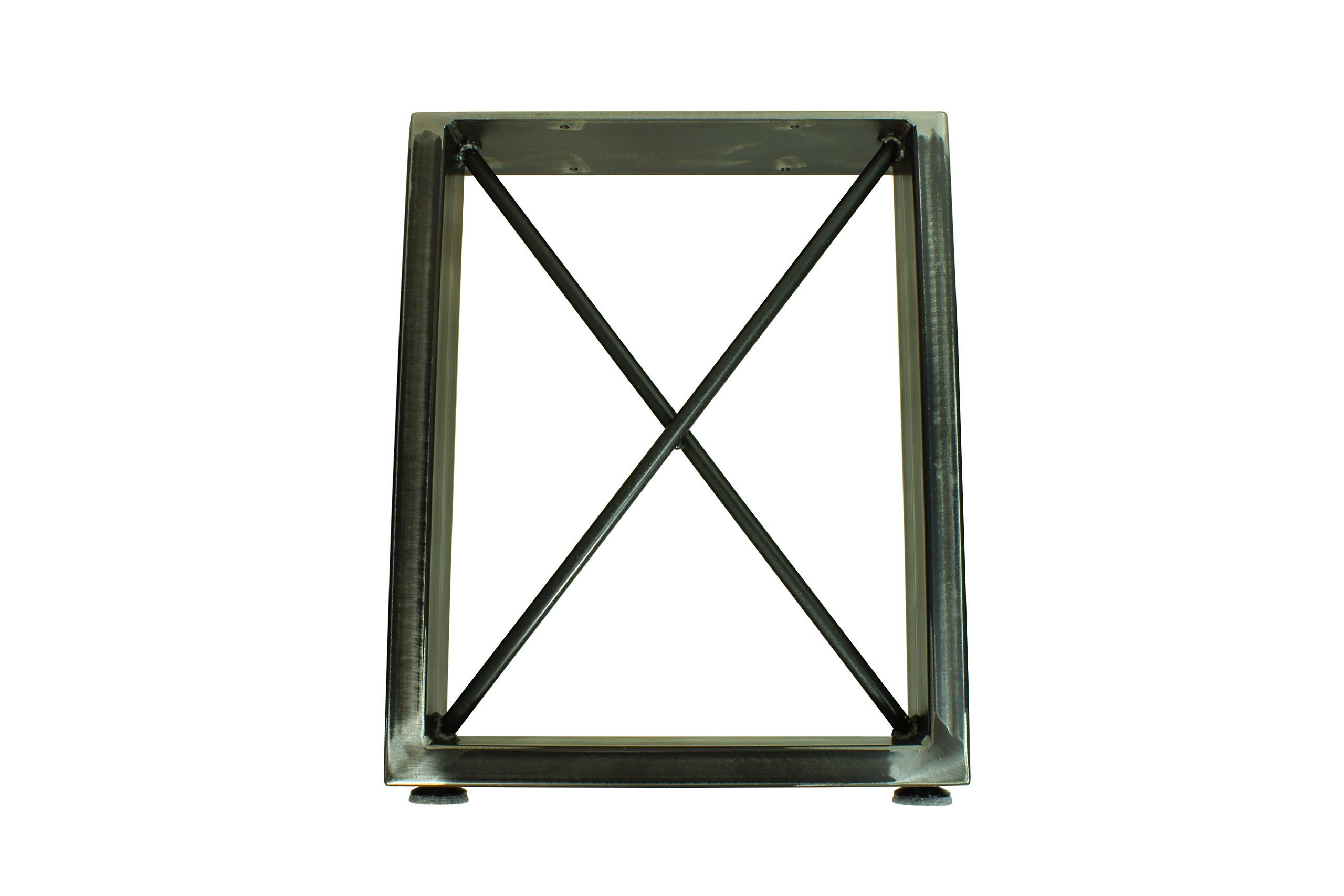 Industrial Metal Desk Legs - U Shape with X Crossbar - Rustic Finish for Home Office, Workshop & Industrial Furniture