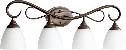 Traditional Ceiling Fan Transitional Four Light Vanity in Bronze/Dark Finish - Perfect for Bedroom, Bathroom, and Living Room Lighting Upgrade