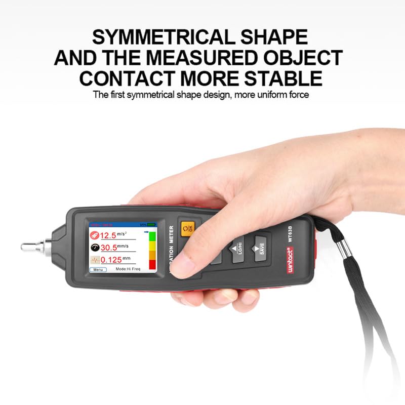 WT63B Digital Vibration Meter - High Sensitivity Portable Vibration Tester with Accelerometer, Resettable Job Timer & Color LCD Display | Industrial Equipment Maintenance, Machine Condition Monitoring, HVAC System Diagnostics