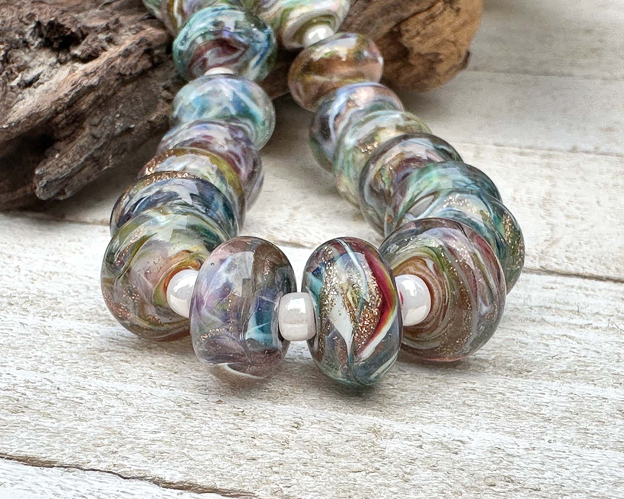 25-Piece Rainbow Shimmer Lampwork Glass Beads Set for Jewelry Making - DIY Bracelets, Necklaces & Craft Projects (SRA Certified) - Perfect for Gifts, Home Decor & Creative Arts
