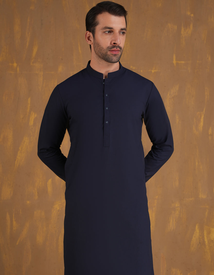 Premium Navy Blue Unstitched Suit Fabric for Men - J. Junaid Jamshed - Perfect for Formal Wear, Weddings & Special Occasions