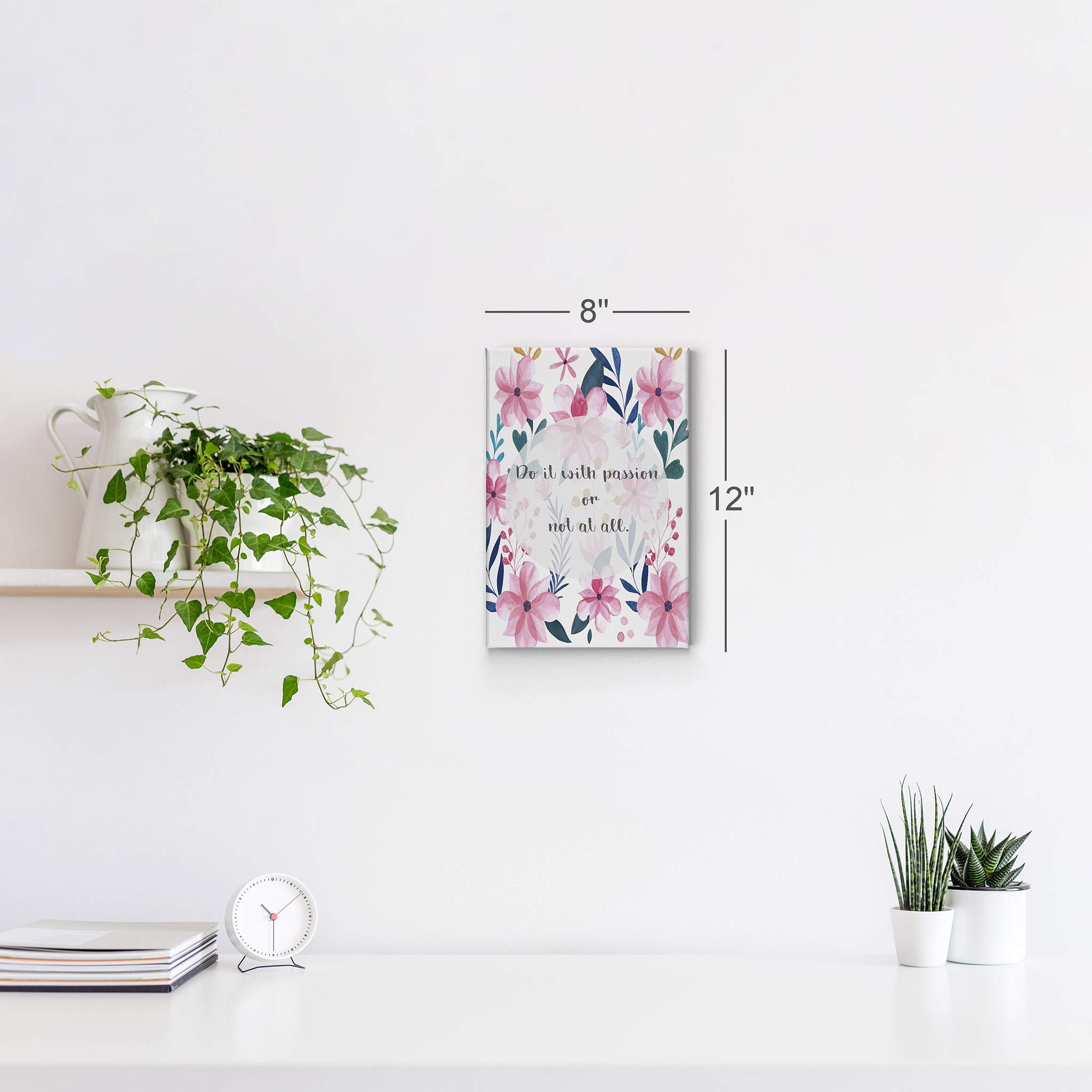 Smile Art Design 'Do It With Passion Or Not At All' Motivational Canvas Wall Art Print - Inspirational Home & Office Decor - Ready to Hang 22x15 Inches - Made in USA | Perfect for Living Room, Bedroom & Workspace Motivation