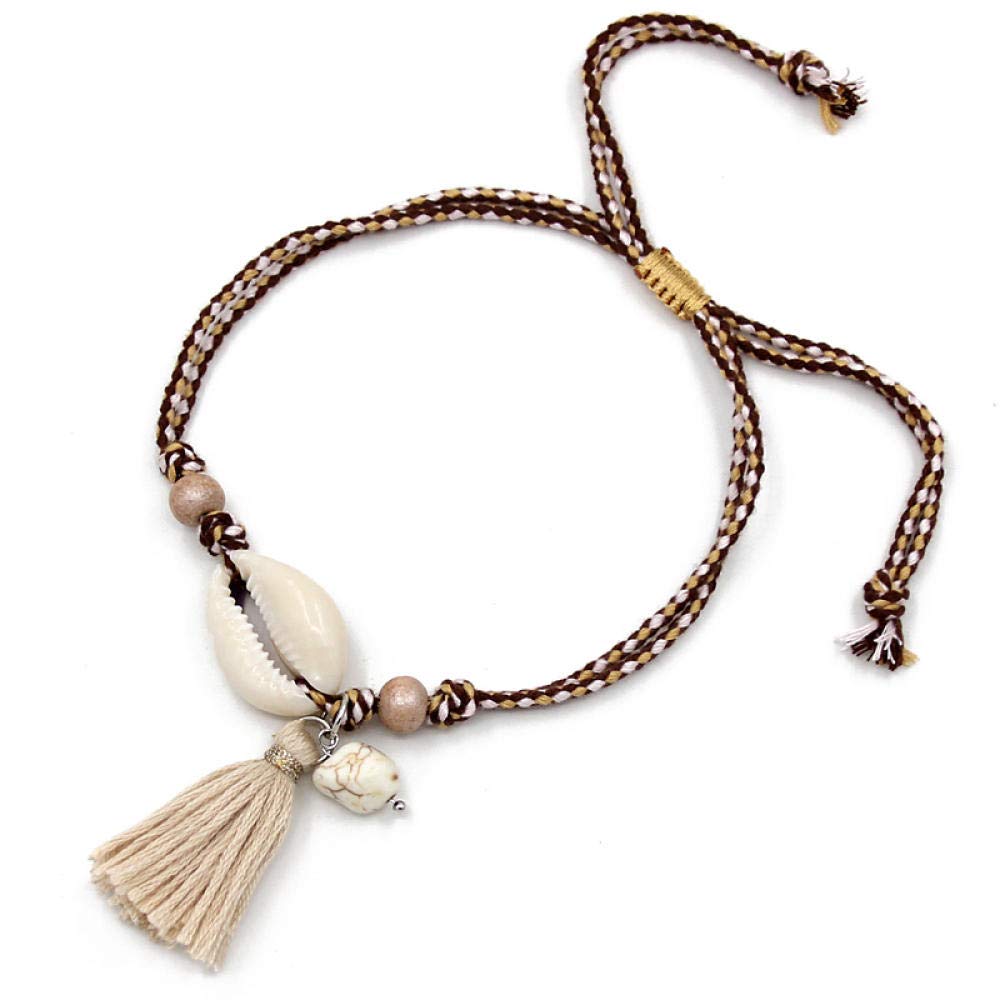 Women's Bohemian Shell Tassel Anklet - Adjustable Barefoot Sandals & Leg Bracelets for Tennis, Beach, Summer Outfits | Stylish Foot Jewelry for Girls & Women