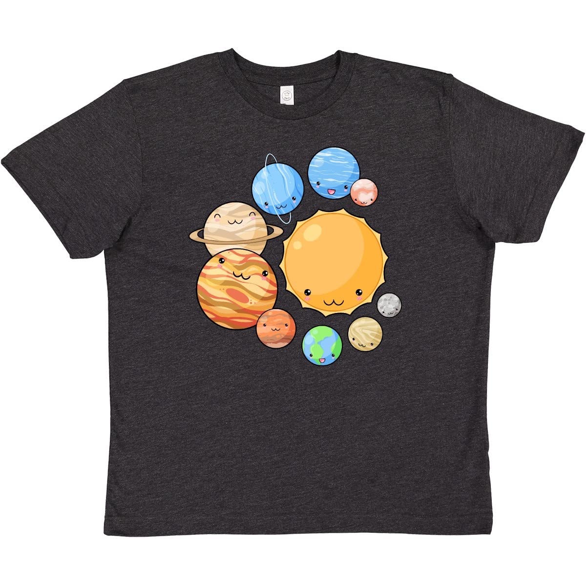 Inktastic Cute Sun and Planets Youth T-Shirt - Space Themed Kids Tee for Boys & Girls - Fun Solar System Graphic Shirt for School, Play & Outer Space Enthusiasts