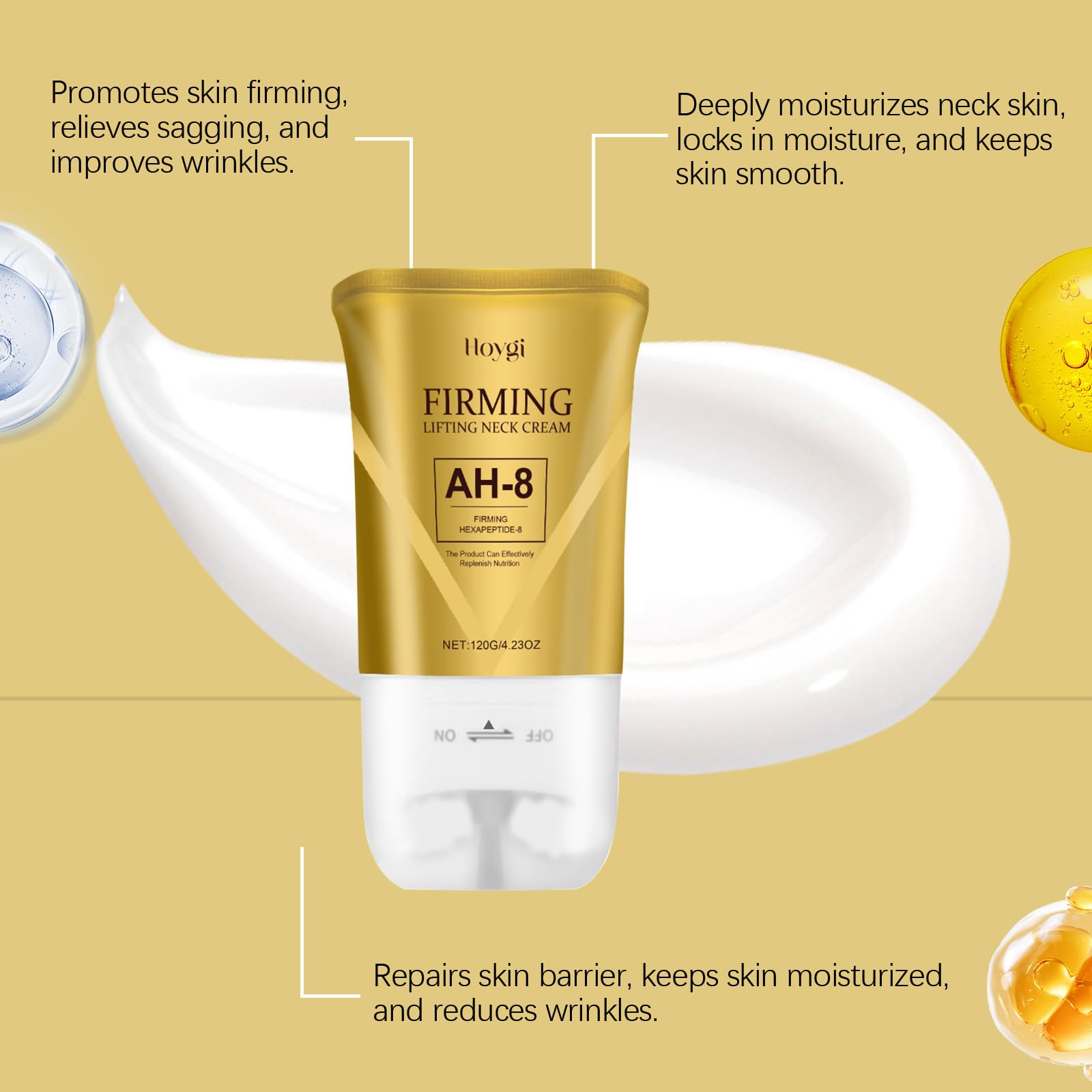 Ah-8 Neck Firming Cream with Double Roller - Tighten & Lift for Women | Daily Skincare Routine