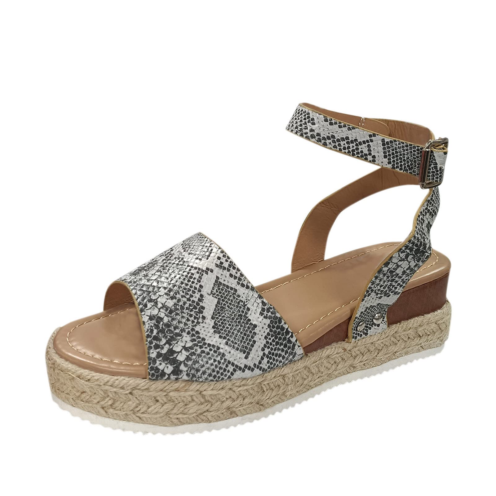 Retro Women's Fashion Buckle Sandals with Wedge Heel & Peep Toe - Comfortable Strap Summer Sandals for Women Size 8.5 - Perfect for Beach Vacations, Casual Outings & Summer Weddings