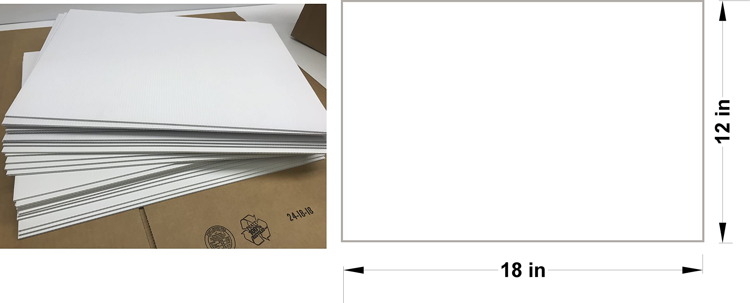 100-Pack 12x18 Inch White Corrugated Plastic Yard Signs - 4mm Thick, Durable & Weatherproof for Advertising, Events, Political Campaigns, Real Estate, Garage Sales - Same Day Shipping (100SignBoard12x18)
