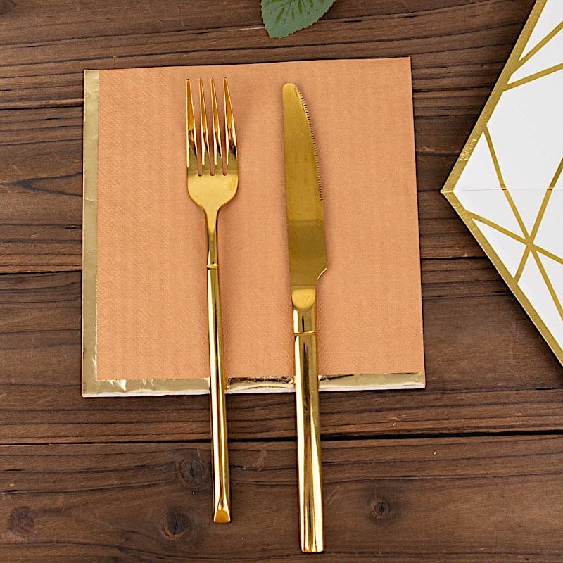 50 Pcs 2-Ply Premium Cocktail Napkins with Elegant Gold Rim - Perfect for Dinner Parties, Weddings & Special Events