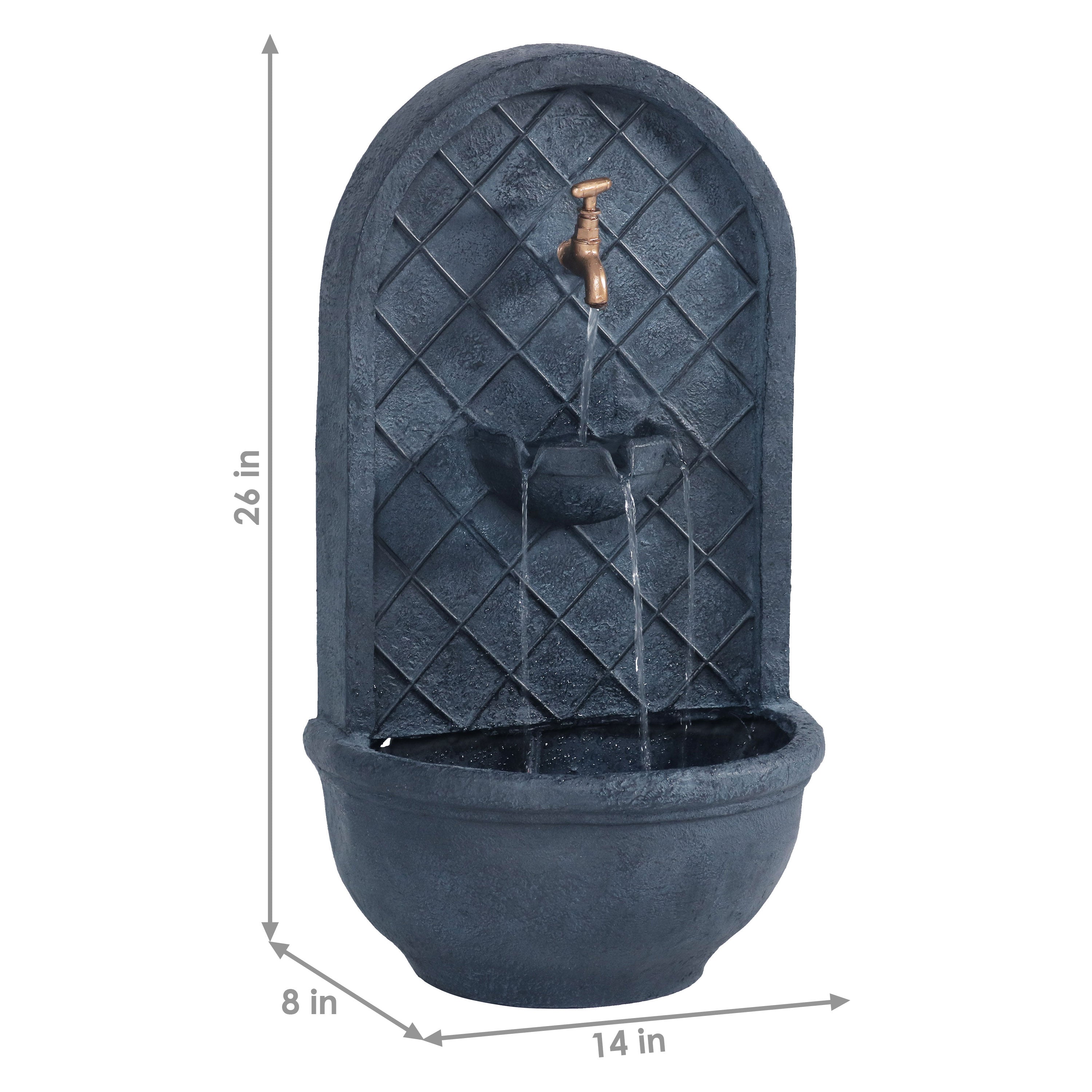 Sunnydaze Messina Solar Wall Fountain with Battery Backup - 26 Inch Outdoor Water Feature for Garden, Patio, and Backyard Decor | Relaxing Water Sounds for Meditation and Stress Relief