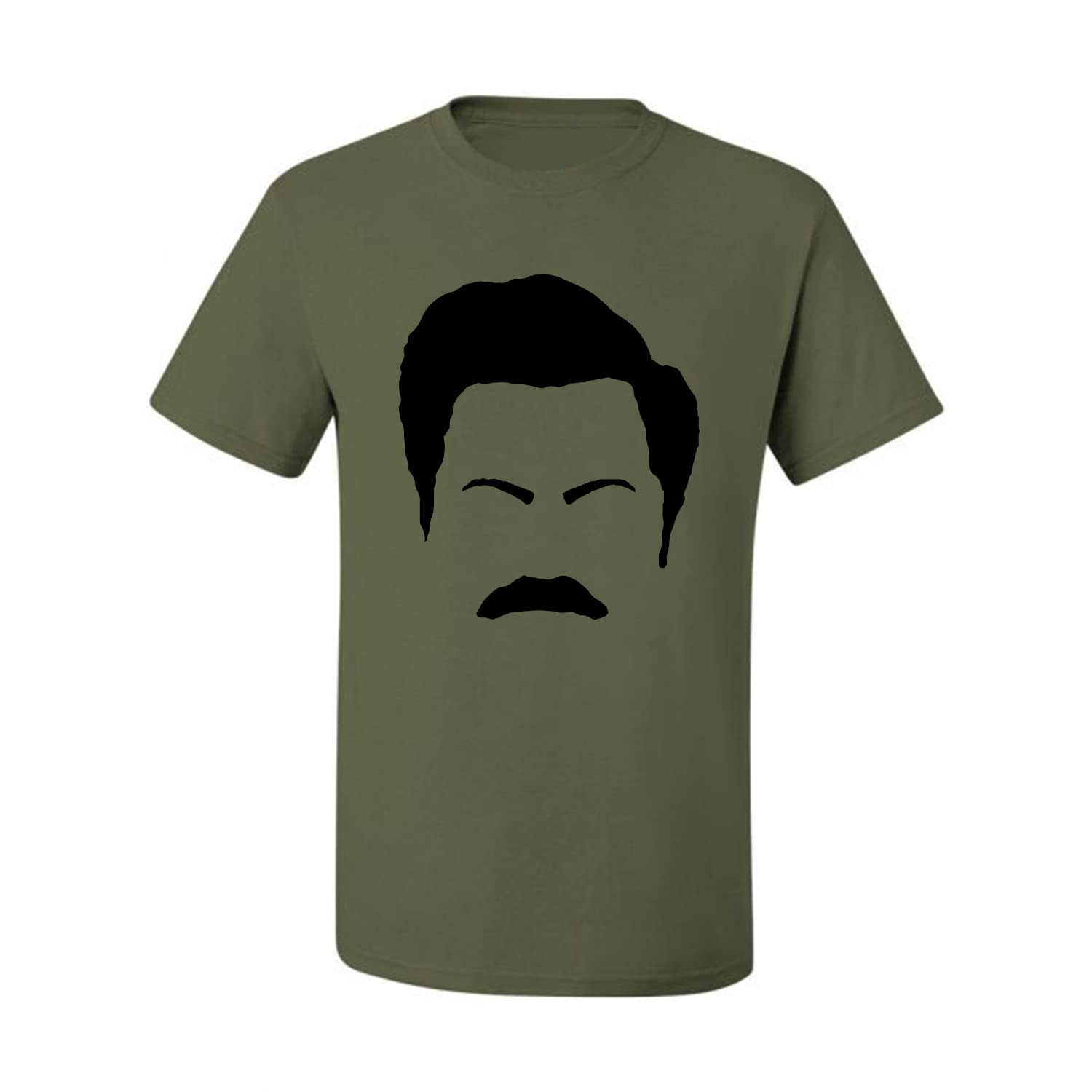 Ron Swanson Mustache Face Silhouette Graphic T-Shirt for Men - Parks and Recreation Pop Culture Fan Merchandise - Perfect for TV Show Themed Parties & Casual Wear